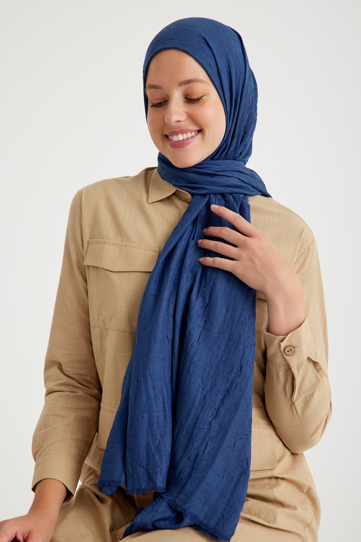 Qanu Bambu Kraş Lacivert - Tesettür Giyim