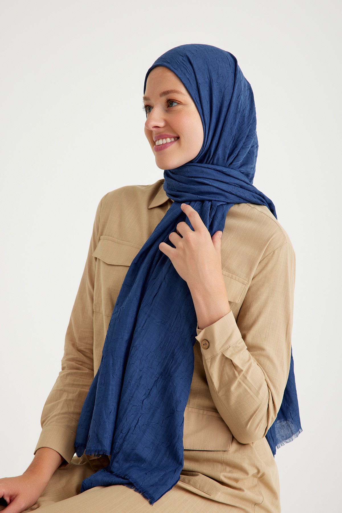 Qanu Bambu Kraş Lacivert - Tesettür Giyim