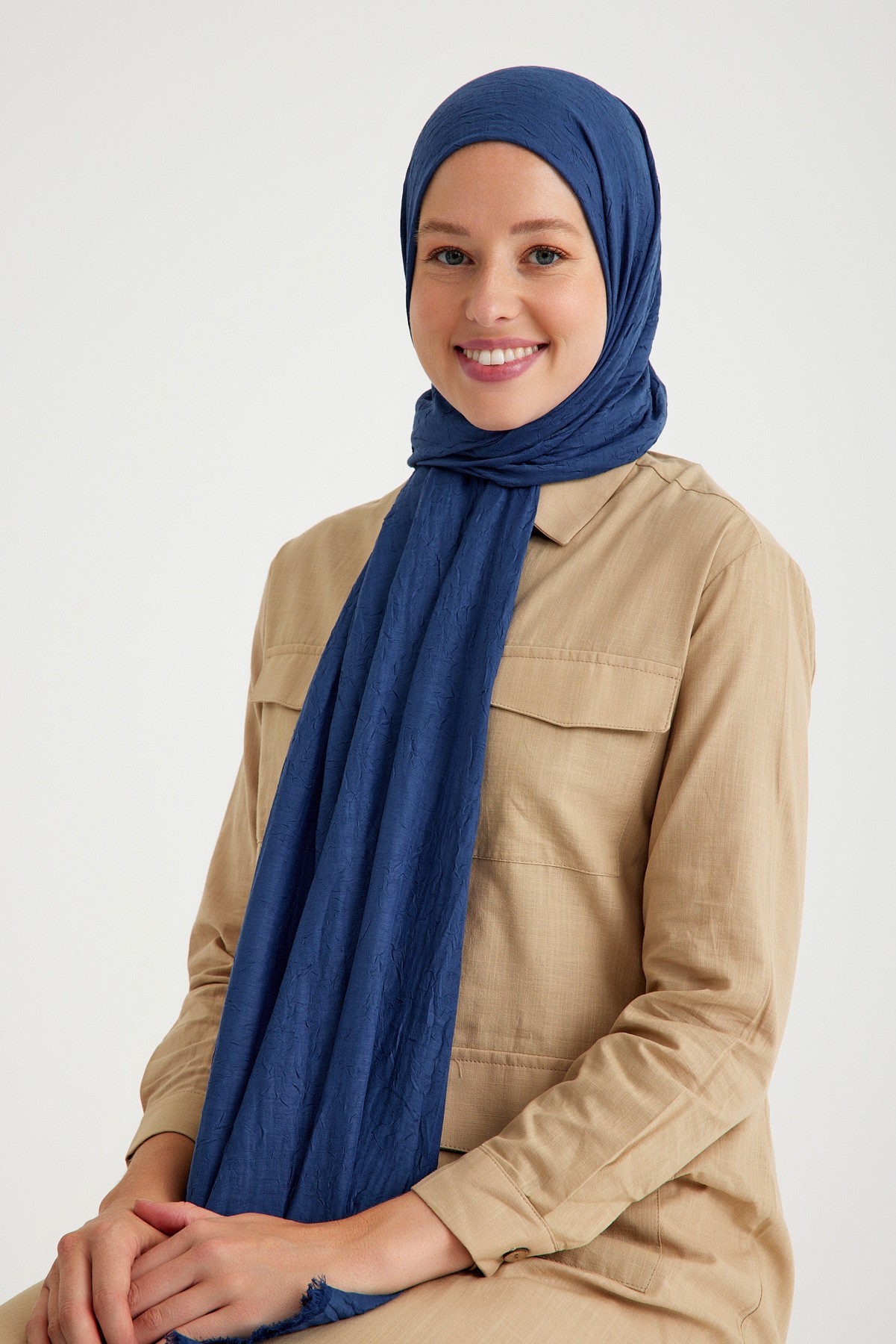 Qanu Bambu Kraş Lacivert - Tesettür Giyim