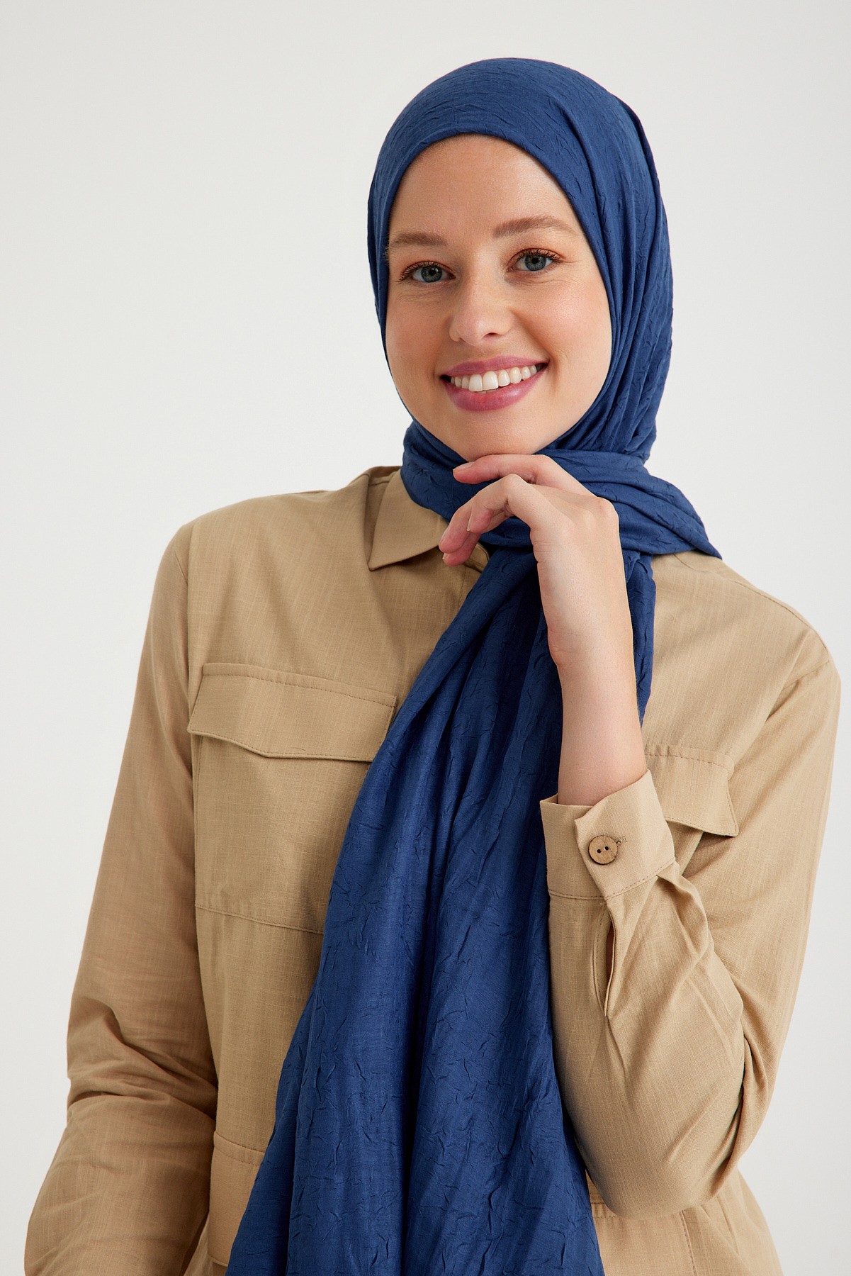 Qanu Bambu Kraş Lacivert - Tesettür Giyim