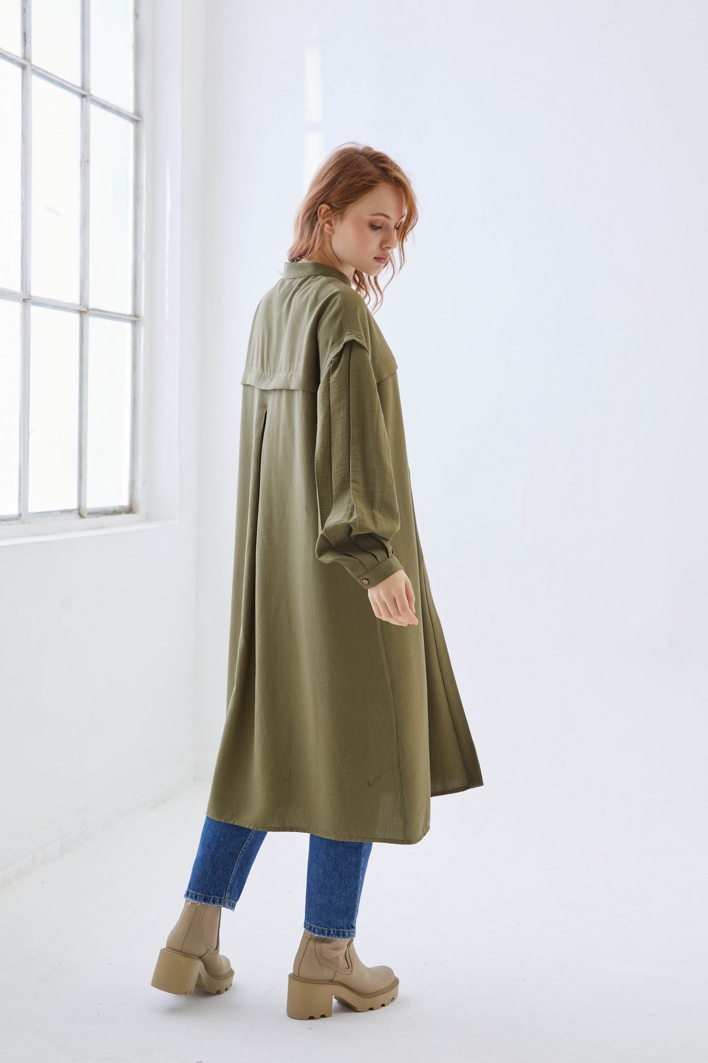 Qanu Best Gömlek Haki - Tesettür Giyim