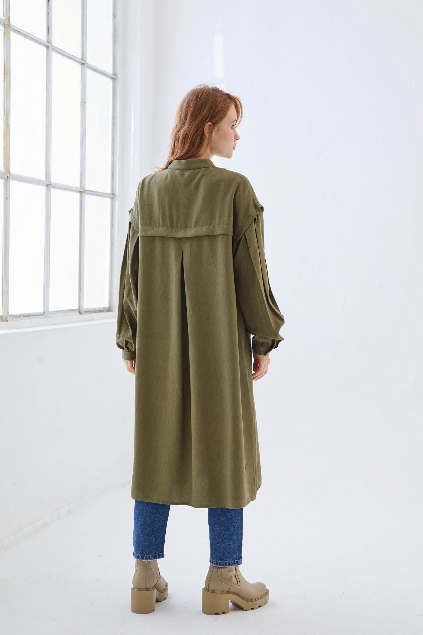 Qanu Best Gömlek Haki - Tesettür Giyim