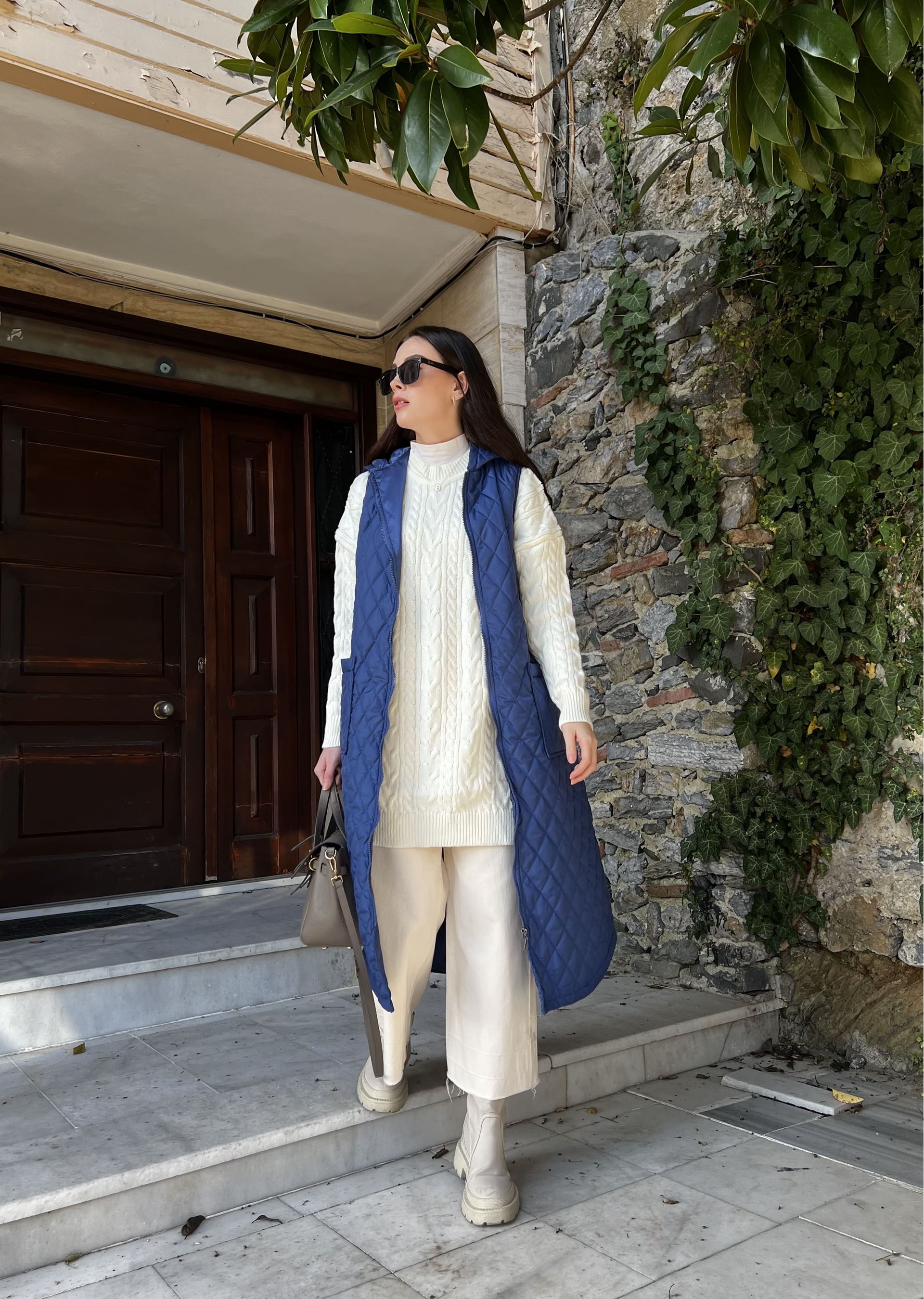 Qanu Kapitone Yelek Mavi