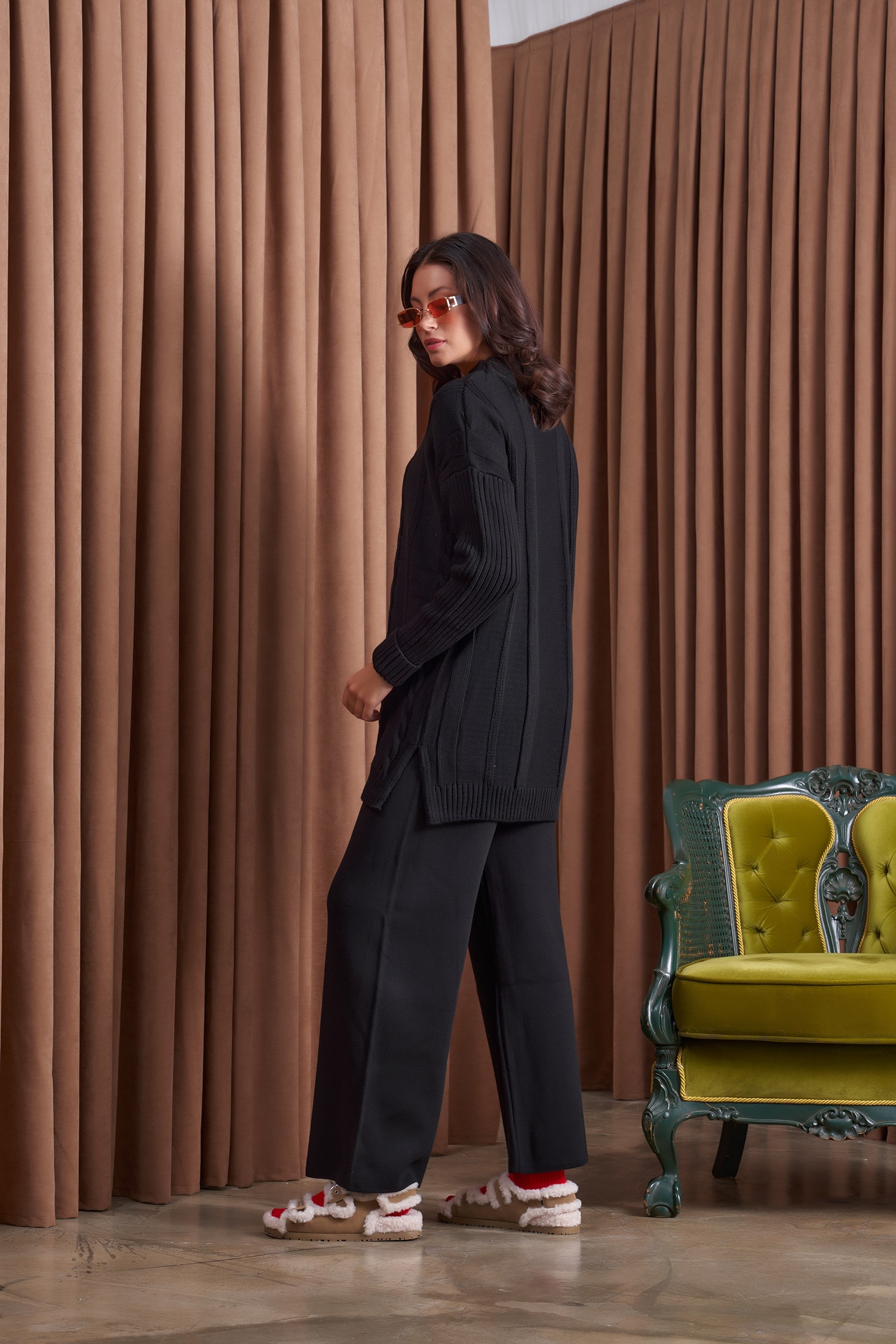 Qanu Lumos Triko Takım Siyah  - Tesettür Giyim