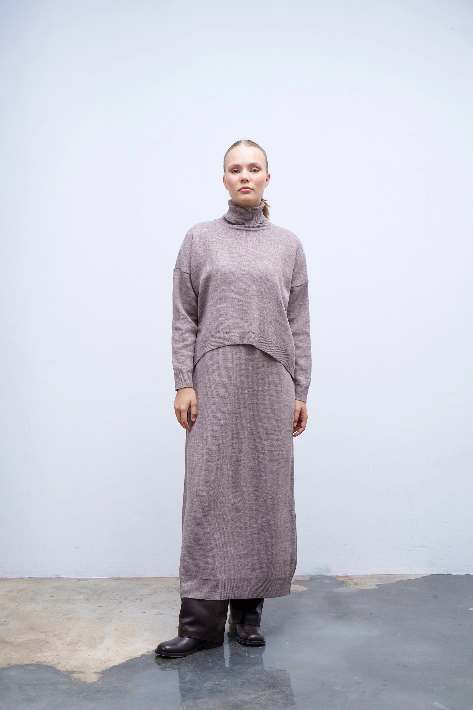 Qanu Ayben Triko Elbise Vizon 