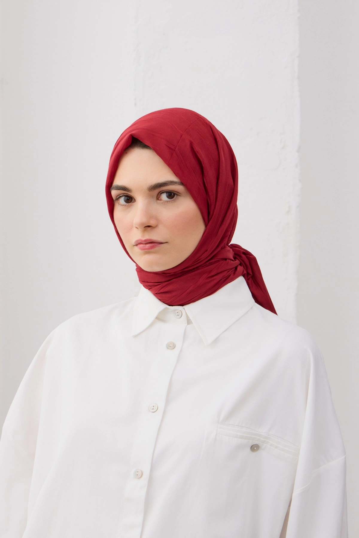 Qanu Bambu Pilise Şal Kırmızı