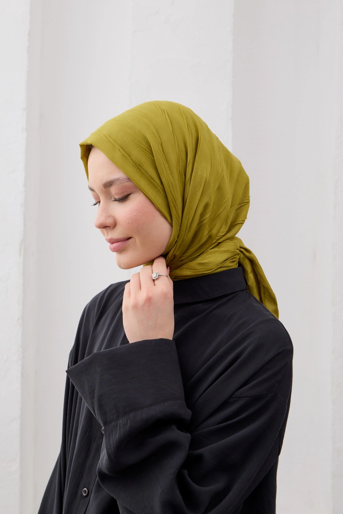 Qanu Bambu Pilise Şal Yağ Yeşili