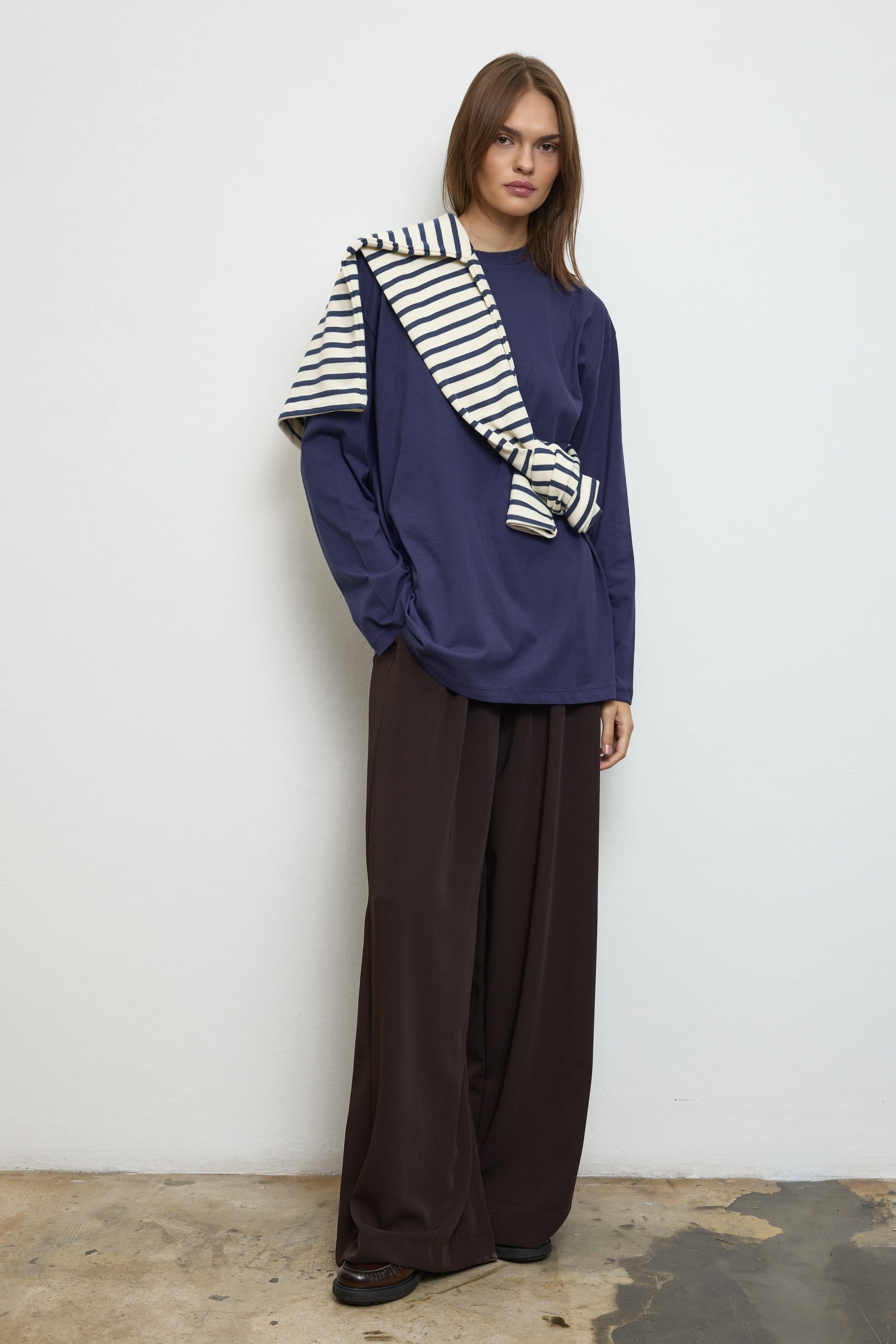 Qanu Basıc Sweatshirt Mavi - Tesettür Giyim