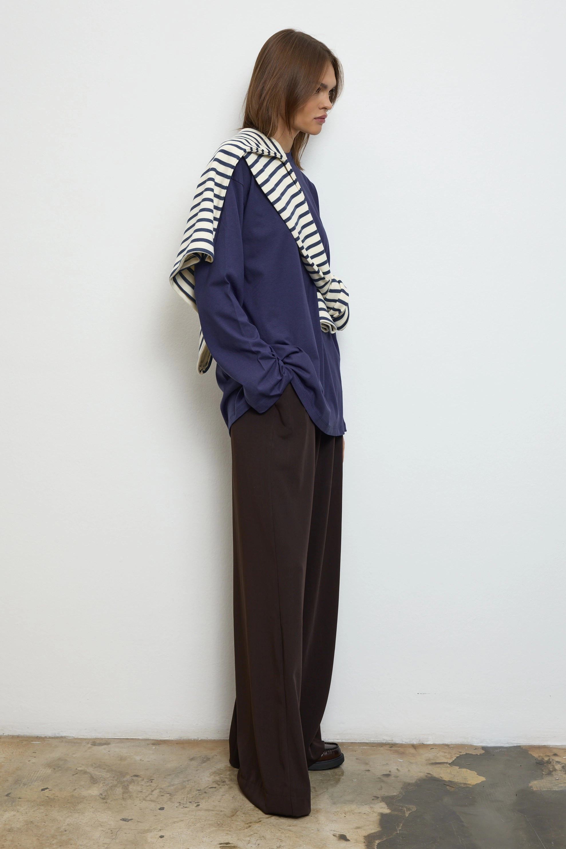 Qanu Basıc Sweatshirt Mavi - Tesettür Giyim