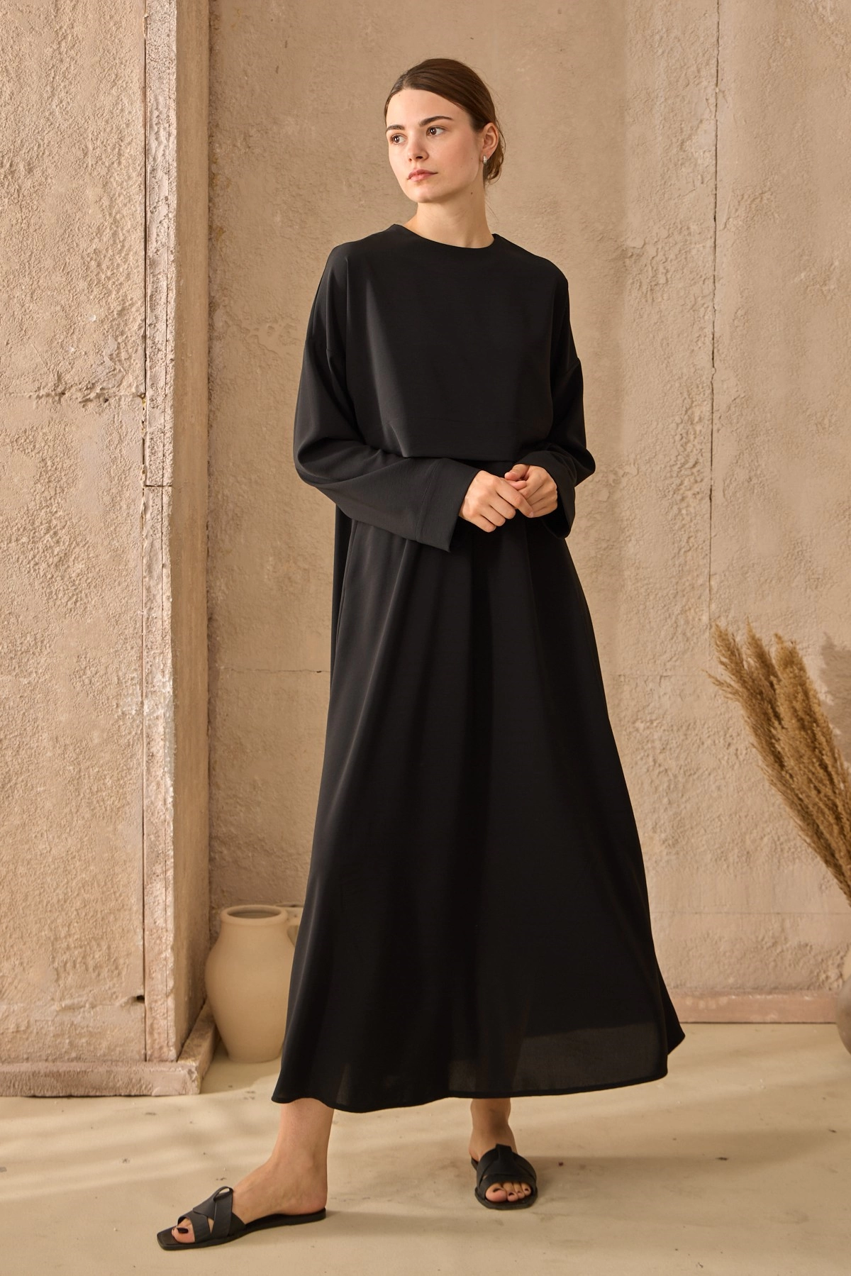 Qanu Bloom Elbise Siyah