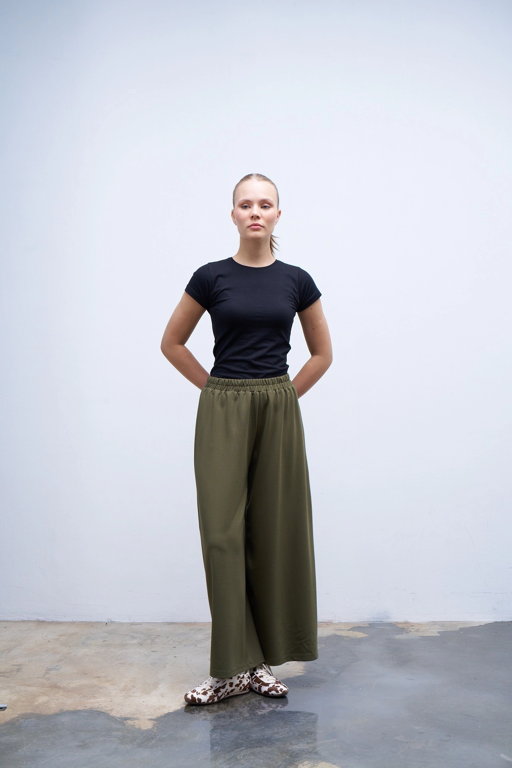 Qanu Bol Paça Pantolon Yeşil 