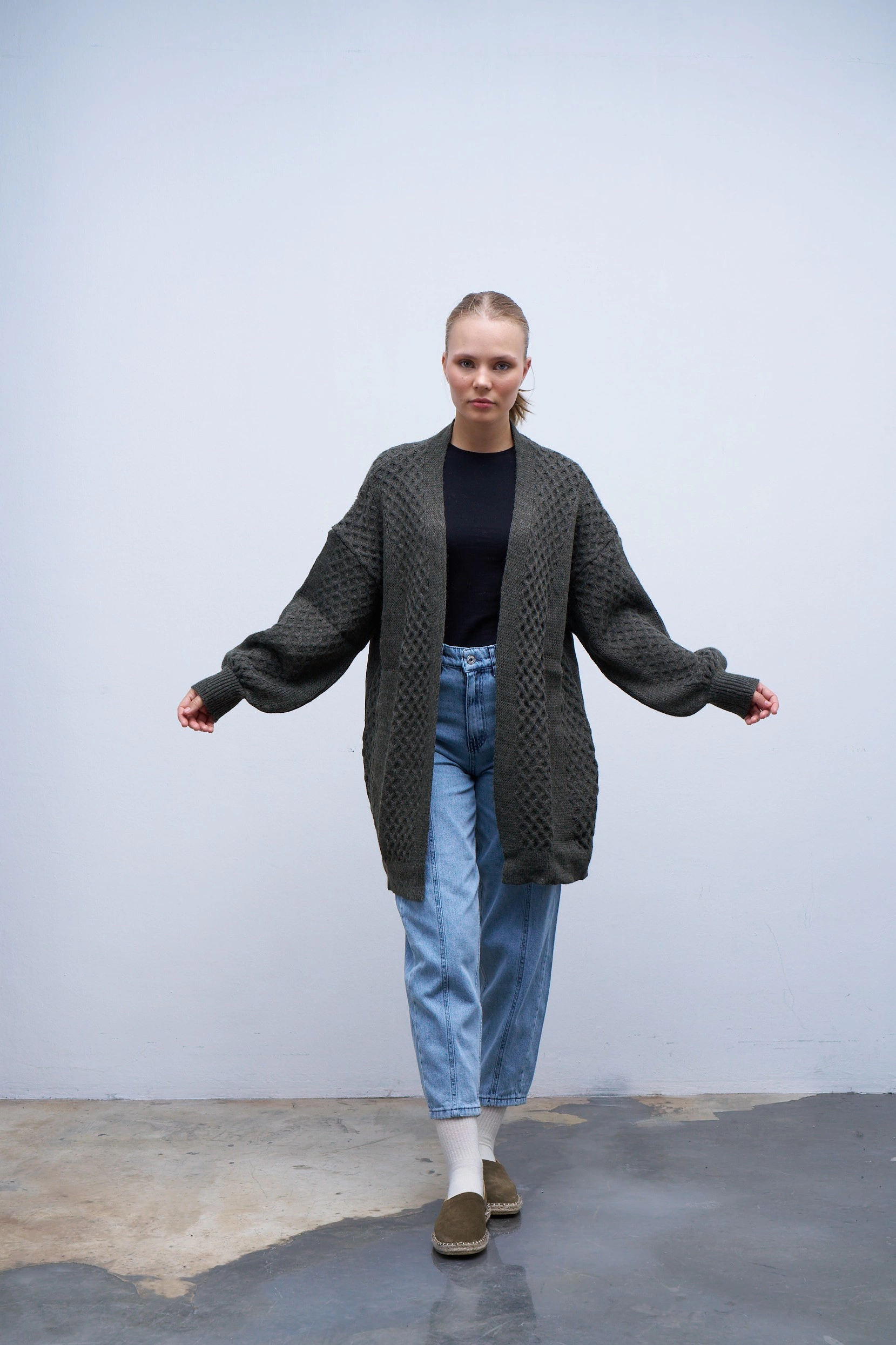 Qanu Candy Triko Hırka Haki 