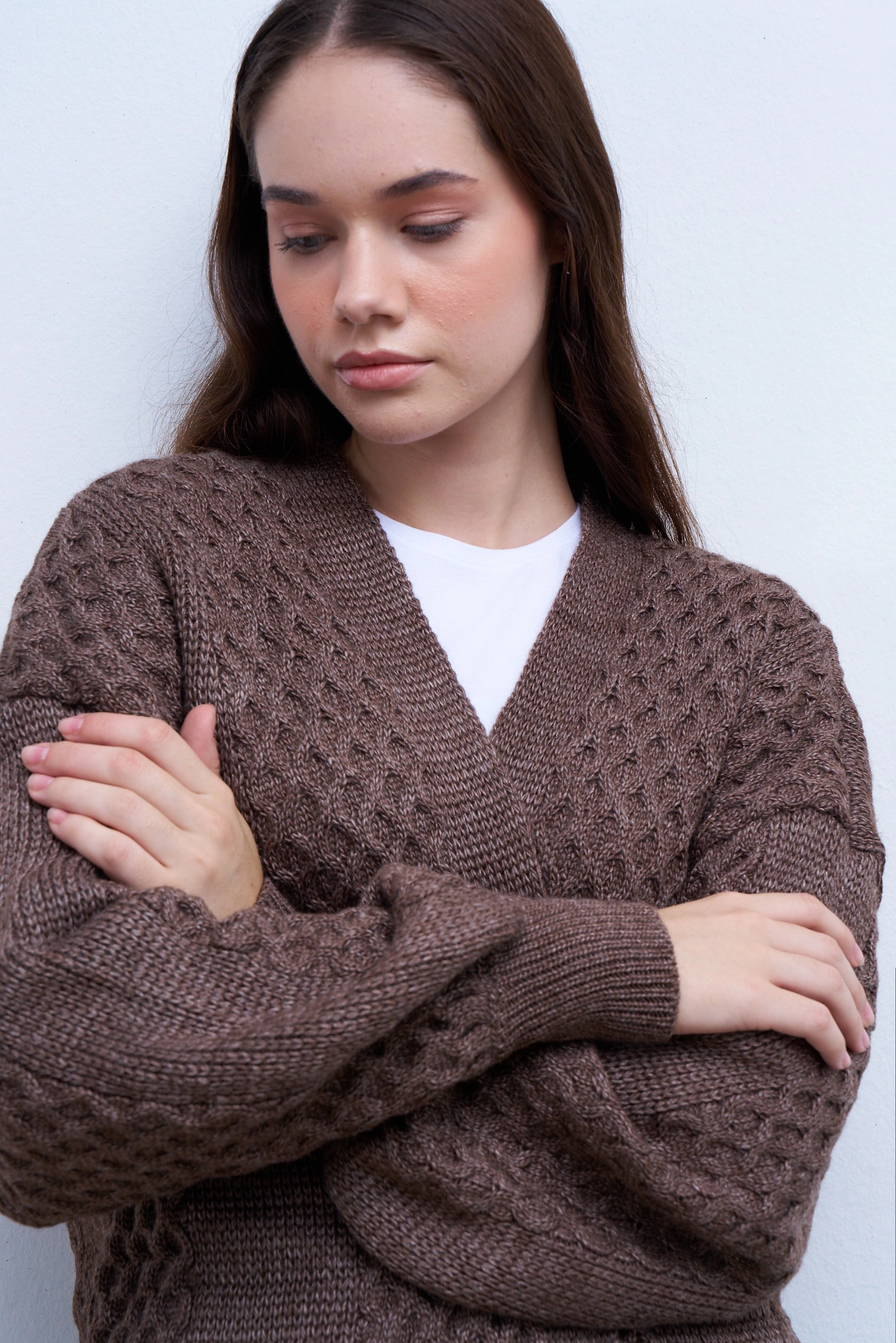 Qanu Candy Triko Hırka Kahverengi  