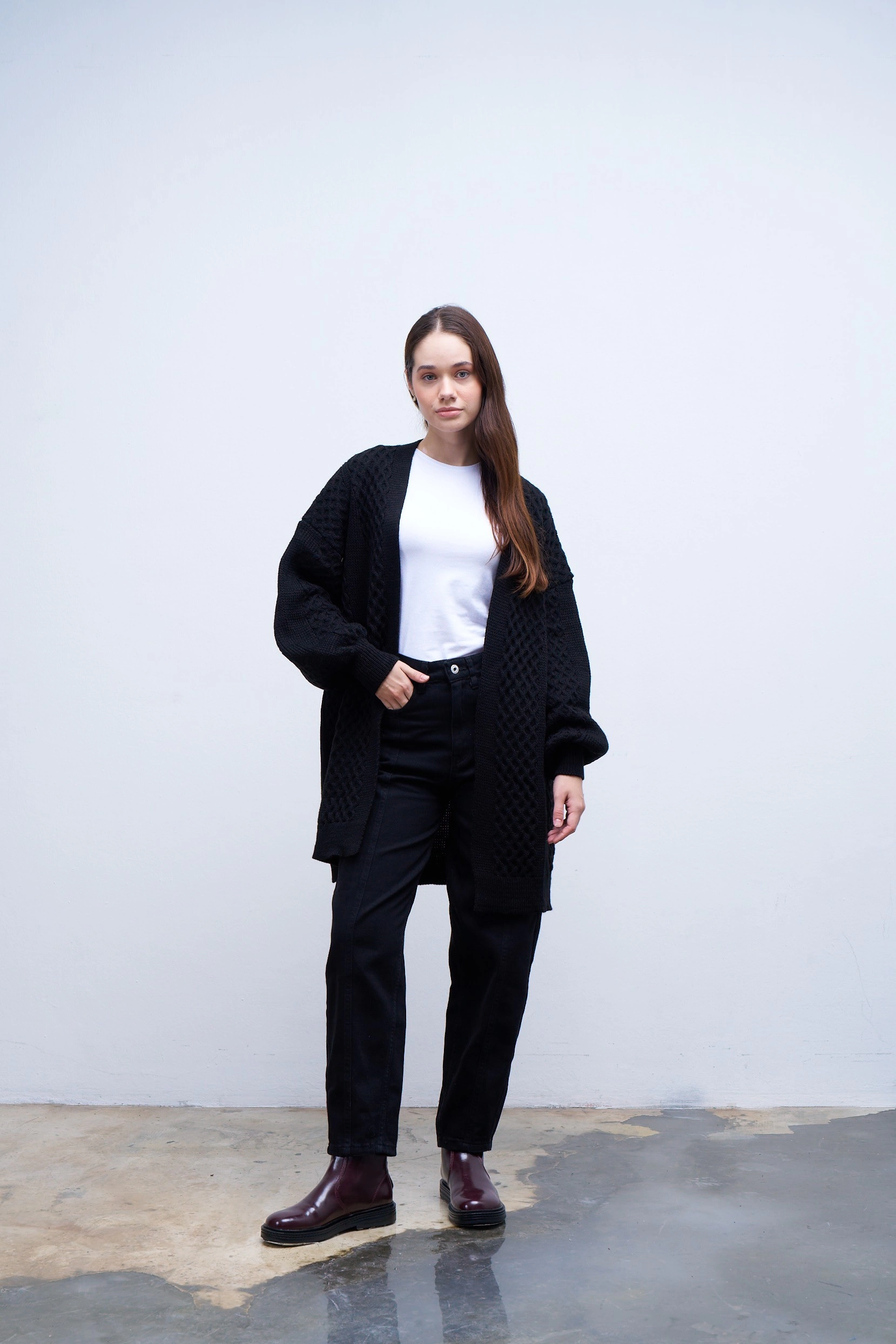 Qanu Candy Triko Hırka Siyah 