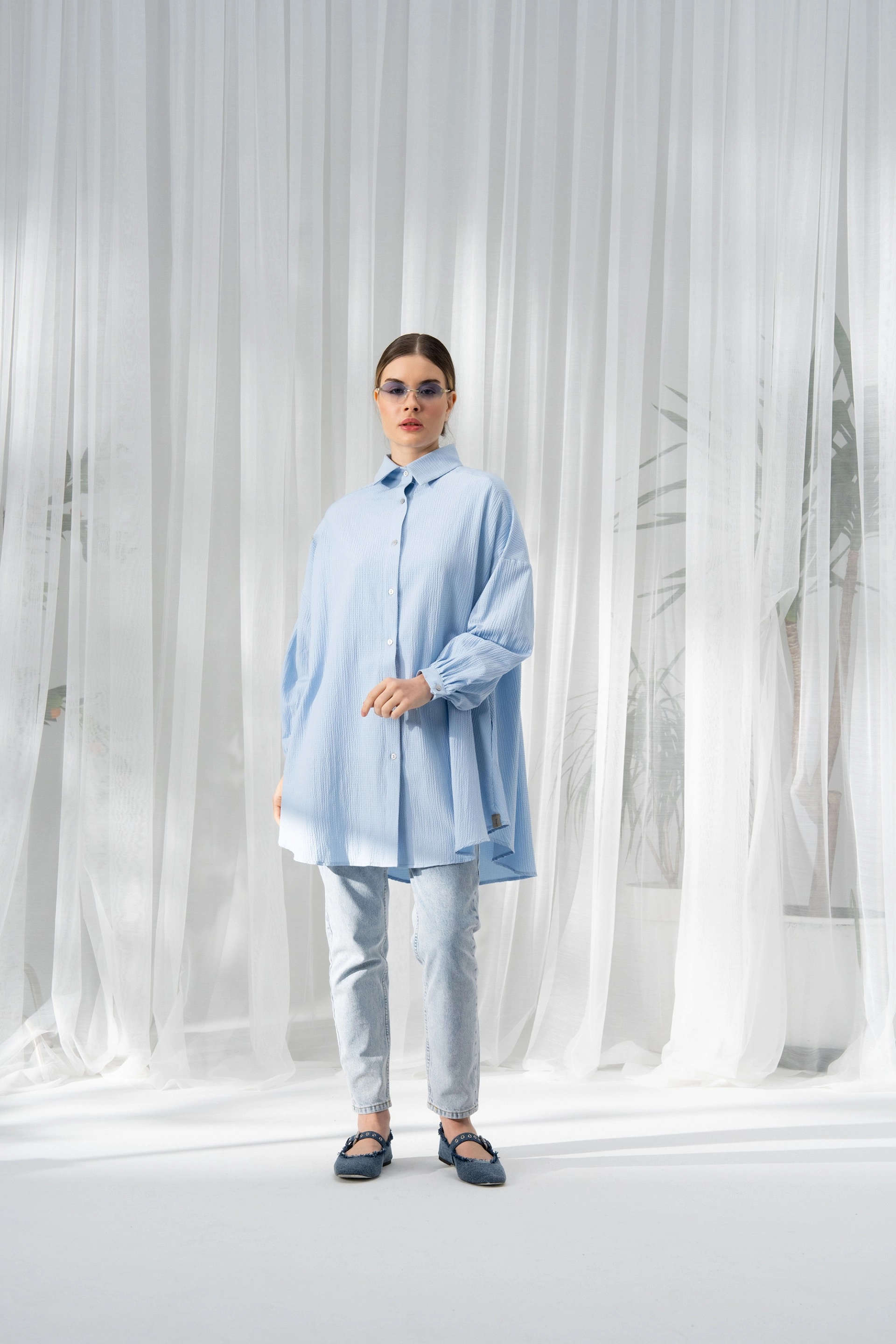 Qanu Carol Gömlek Mavi