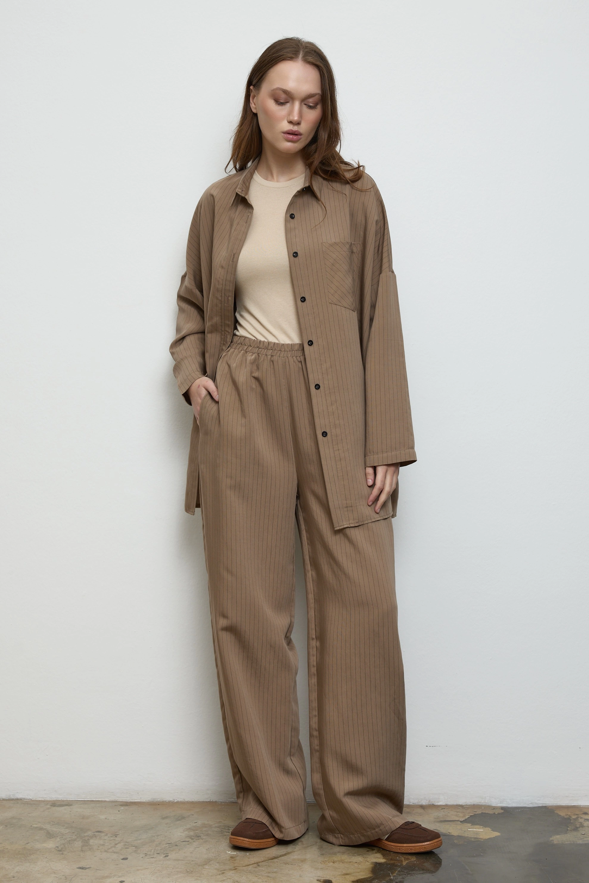 Qanu Çizgili Modal Takım Vizon 