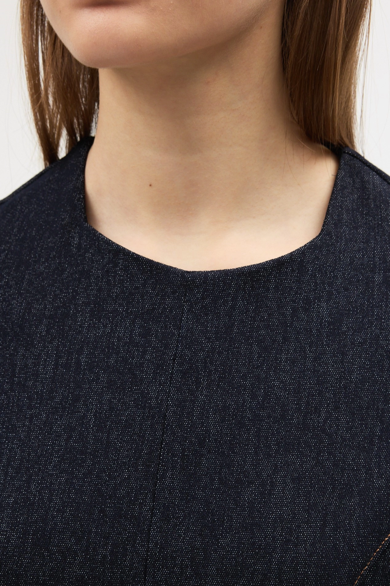 Qanu Denim Elbise Koyu Mavi - Tesettür Giyim