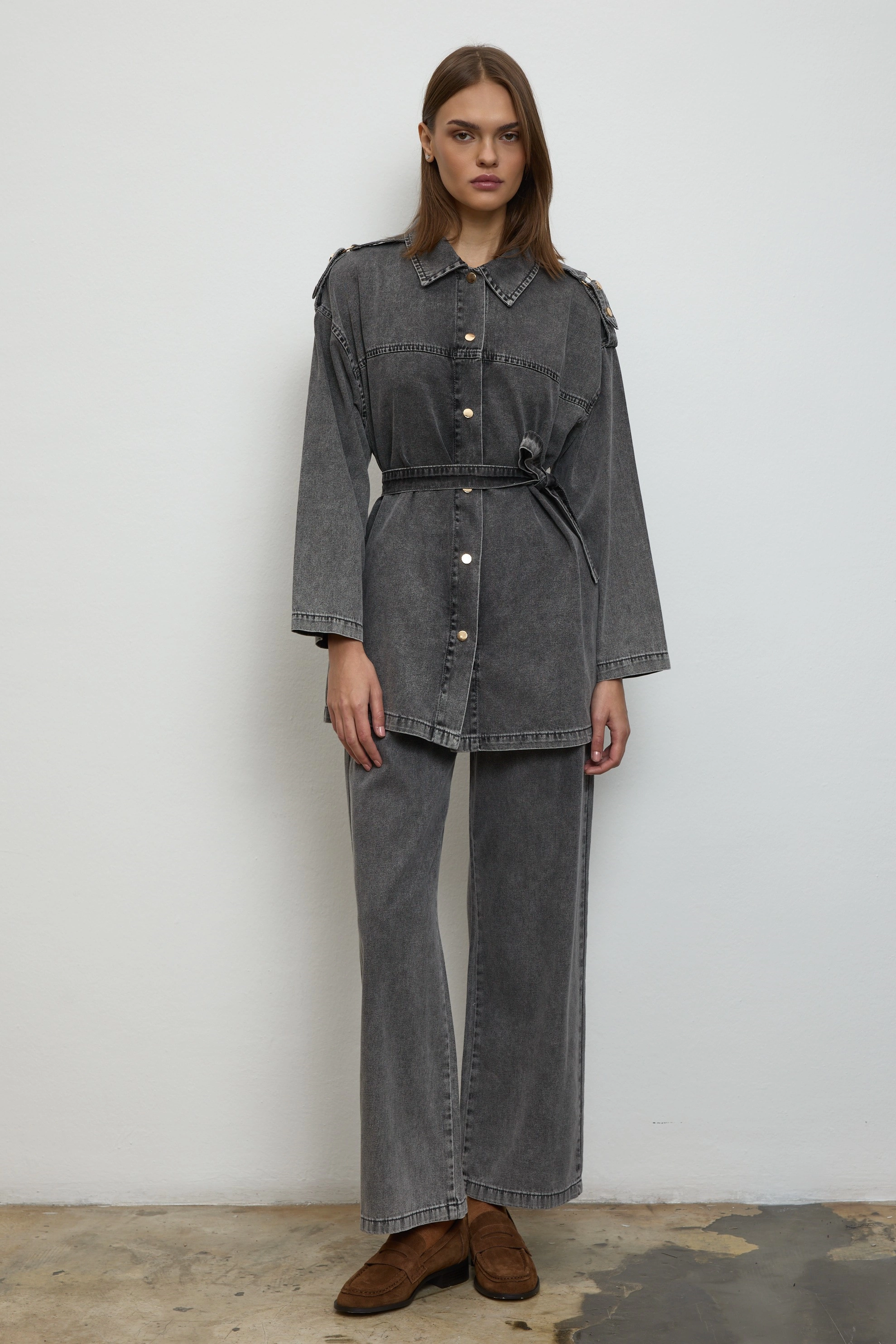 Qanu Denim Takım Gri 