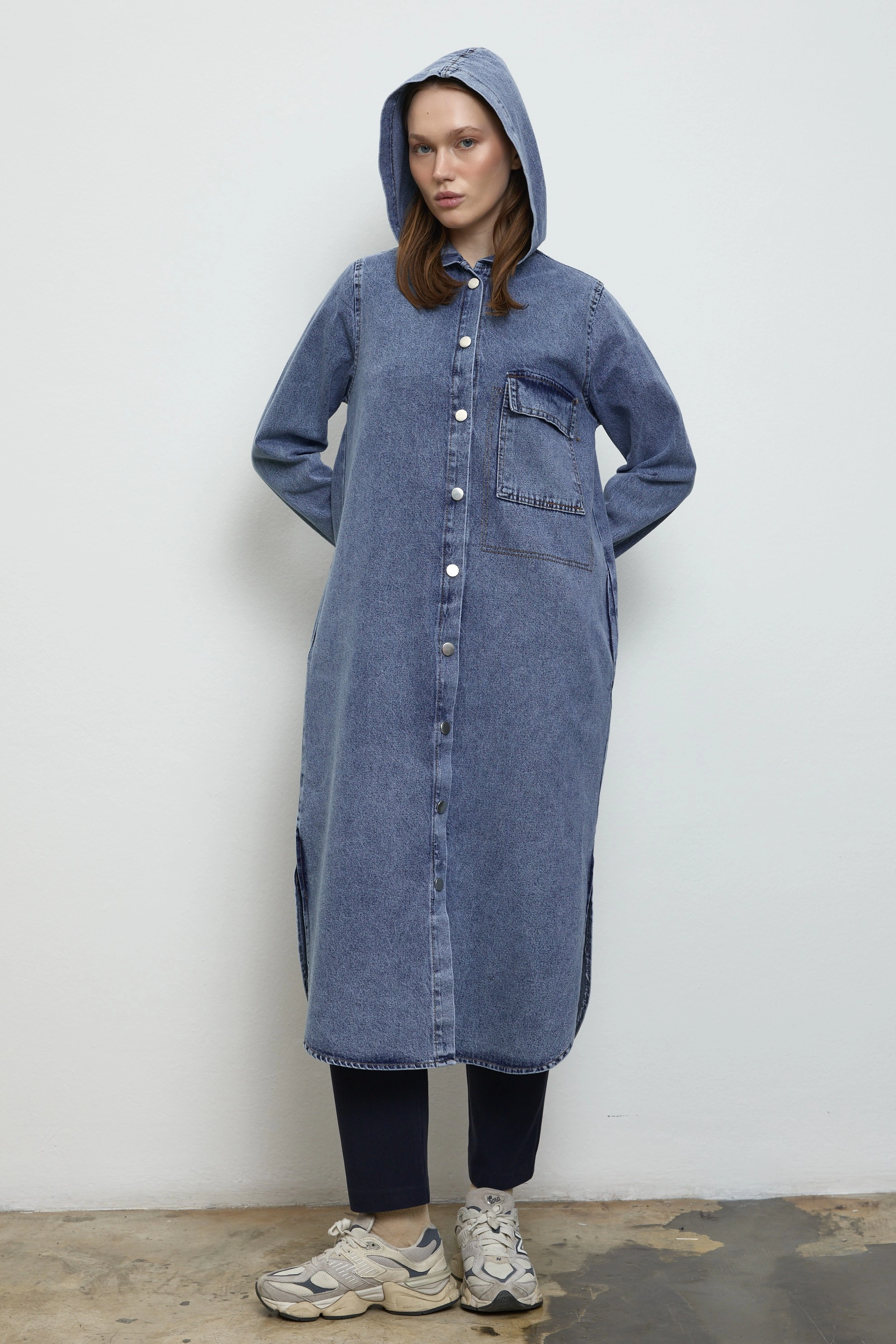 Qanu Denim Trençkot Açık Mavi 