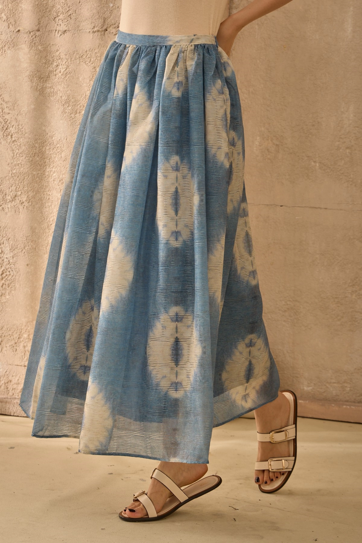 Qanu Desenli Etek Mavi 