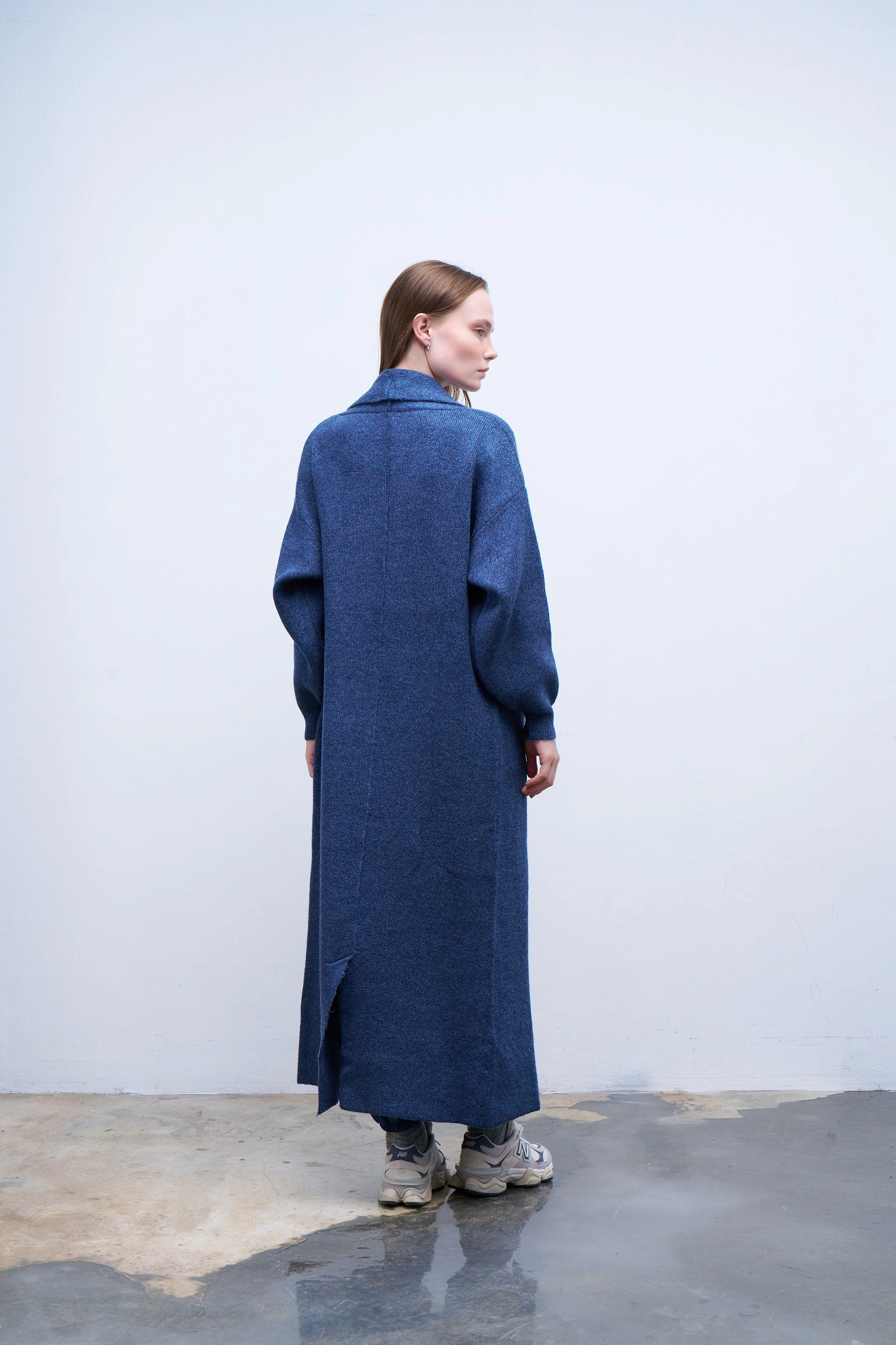 Qanu Dikişli Uzun Hırka Lacivert