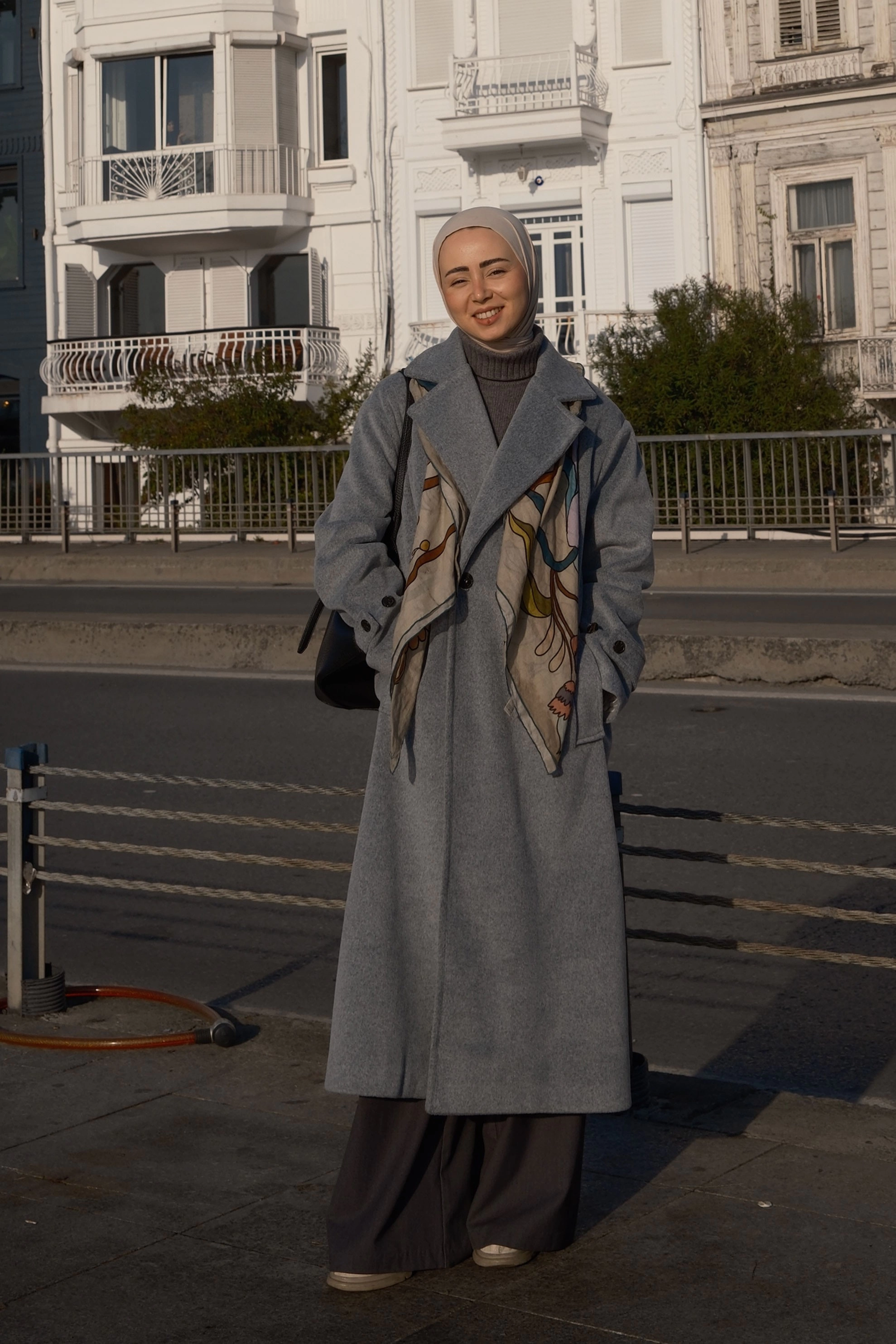 Qanu Elite Kaban Gri  - Tesettür Giyim