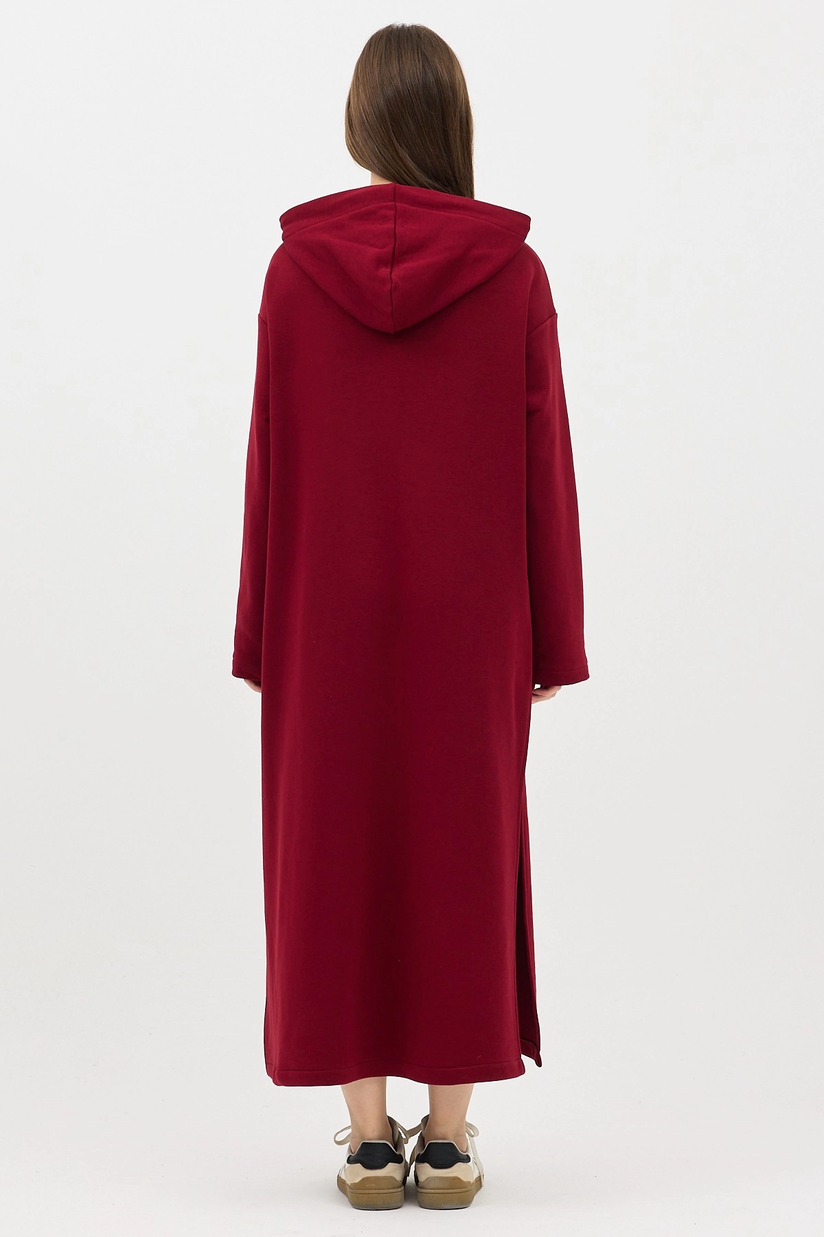 Qanu Fermuarlı Sweatshirt Bordo  - Tesettür Giyim