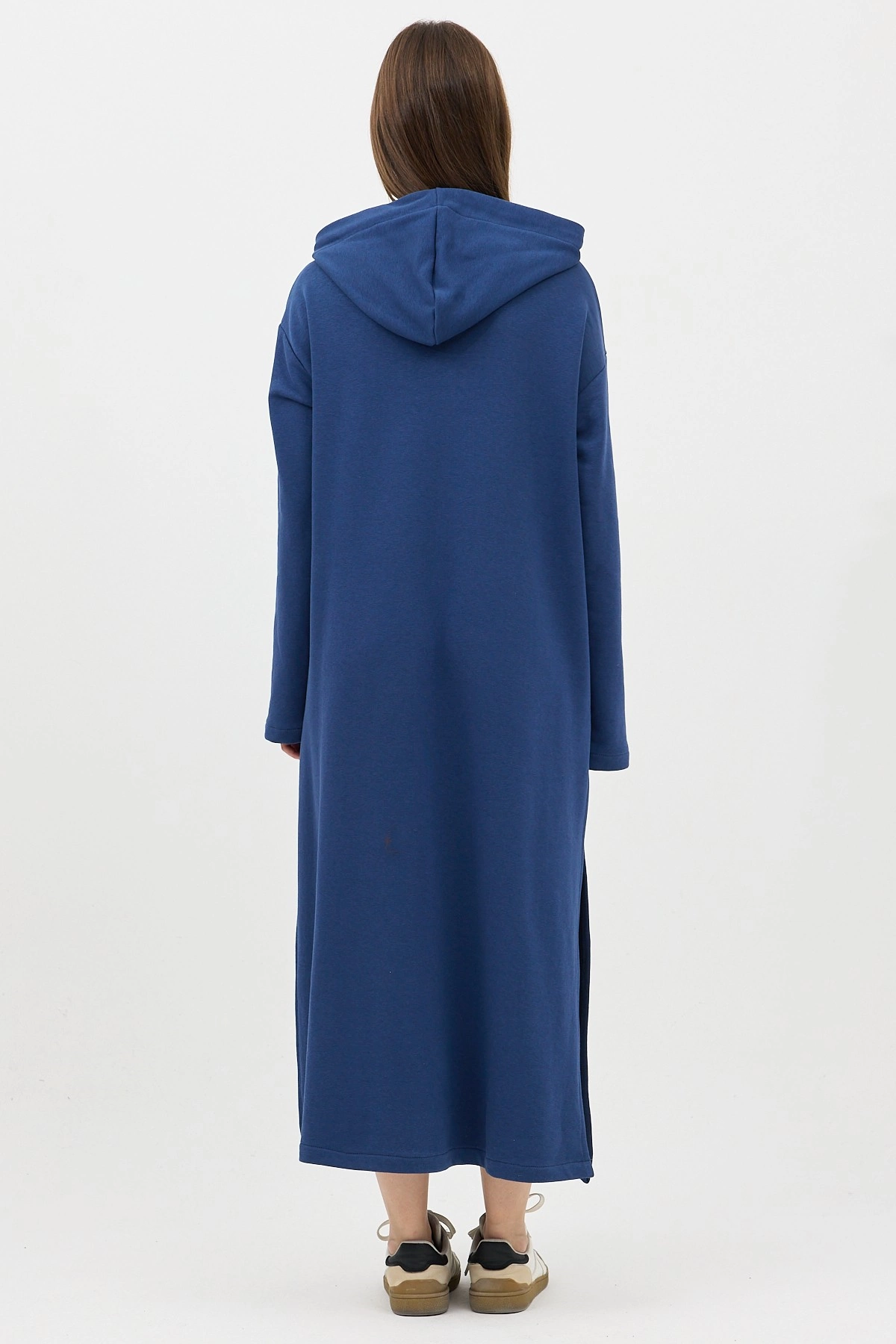 Qanu Fermuarlı Sweatshirt İndigo - Tesettür Giyim