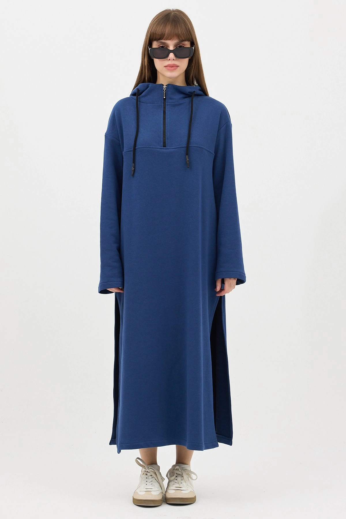 Qanu Fermuarlı Sweatshirt İndigo