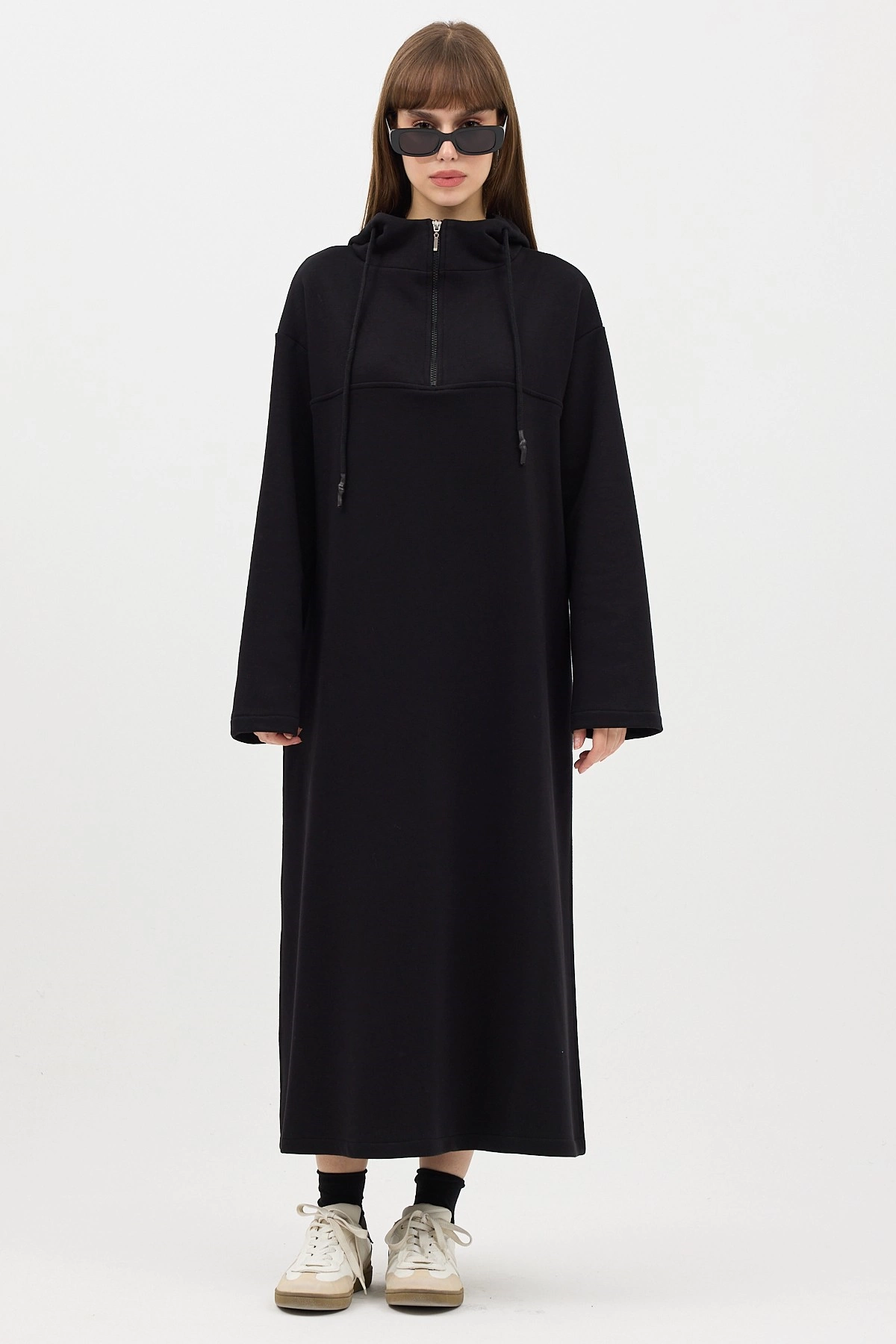 Qanu Fermuarlı Sweatshirt Siyah