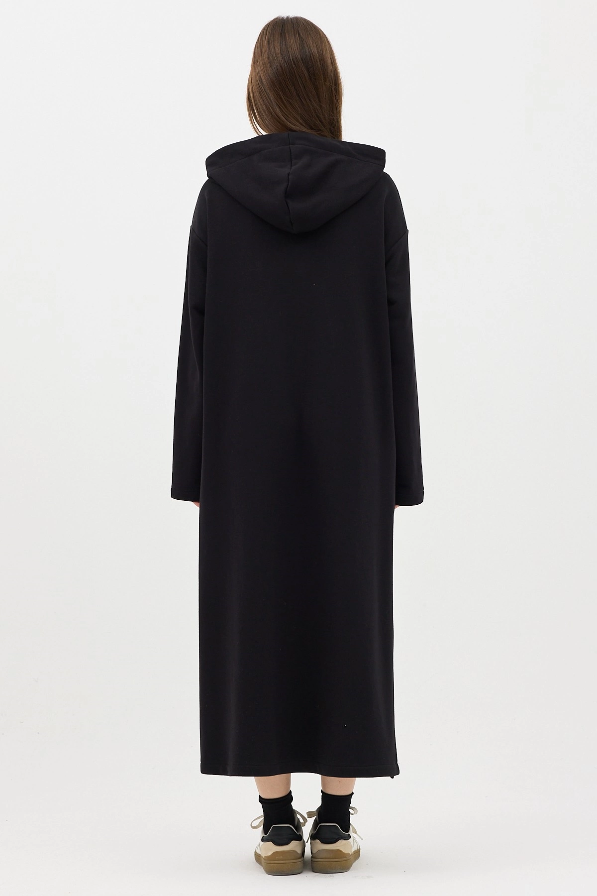 Qanu Fermuarlı Sweatshirt Siyah - Tesettür Giyim