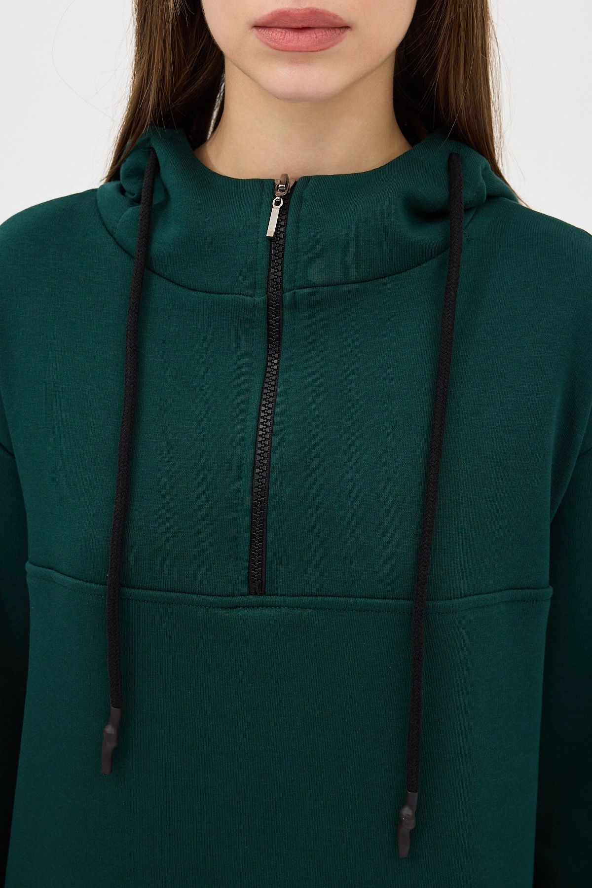 Qanu Fermuarlı Sweatshirt Yeşil - Tesettür Giyim