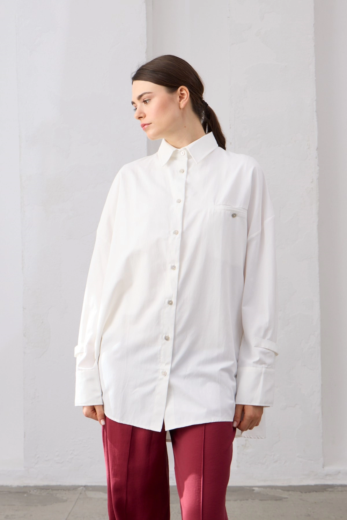 Qanu Frezya Gömlek Beyaz