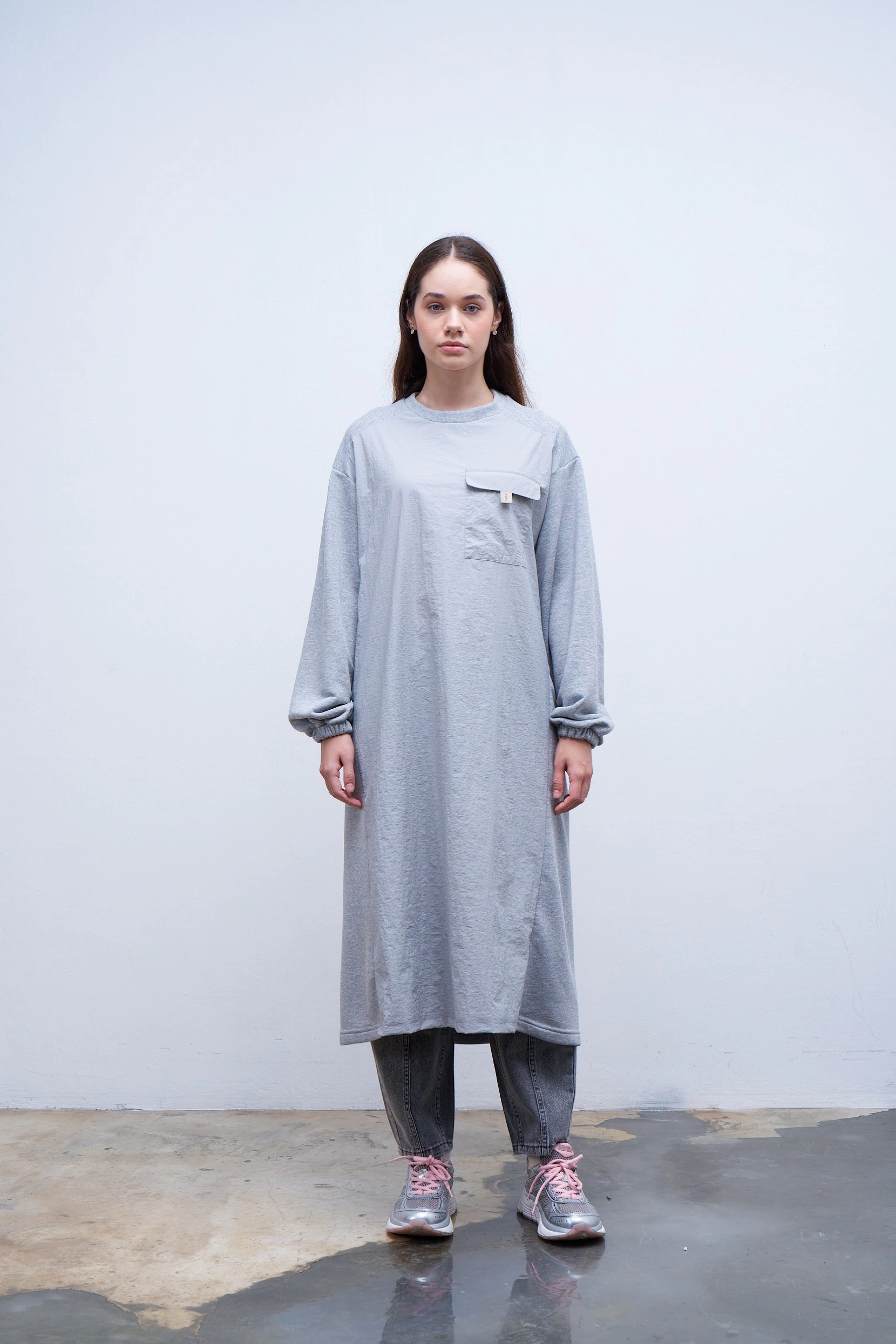 Qanu Garnili Cepli Sweatshirt Gri 