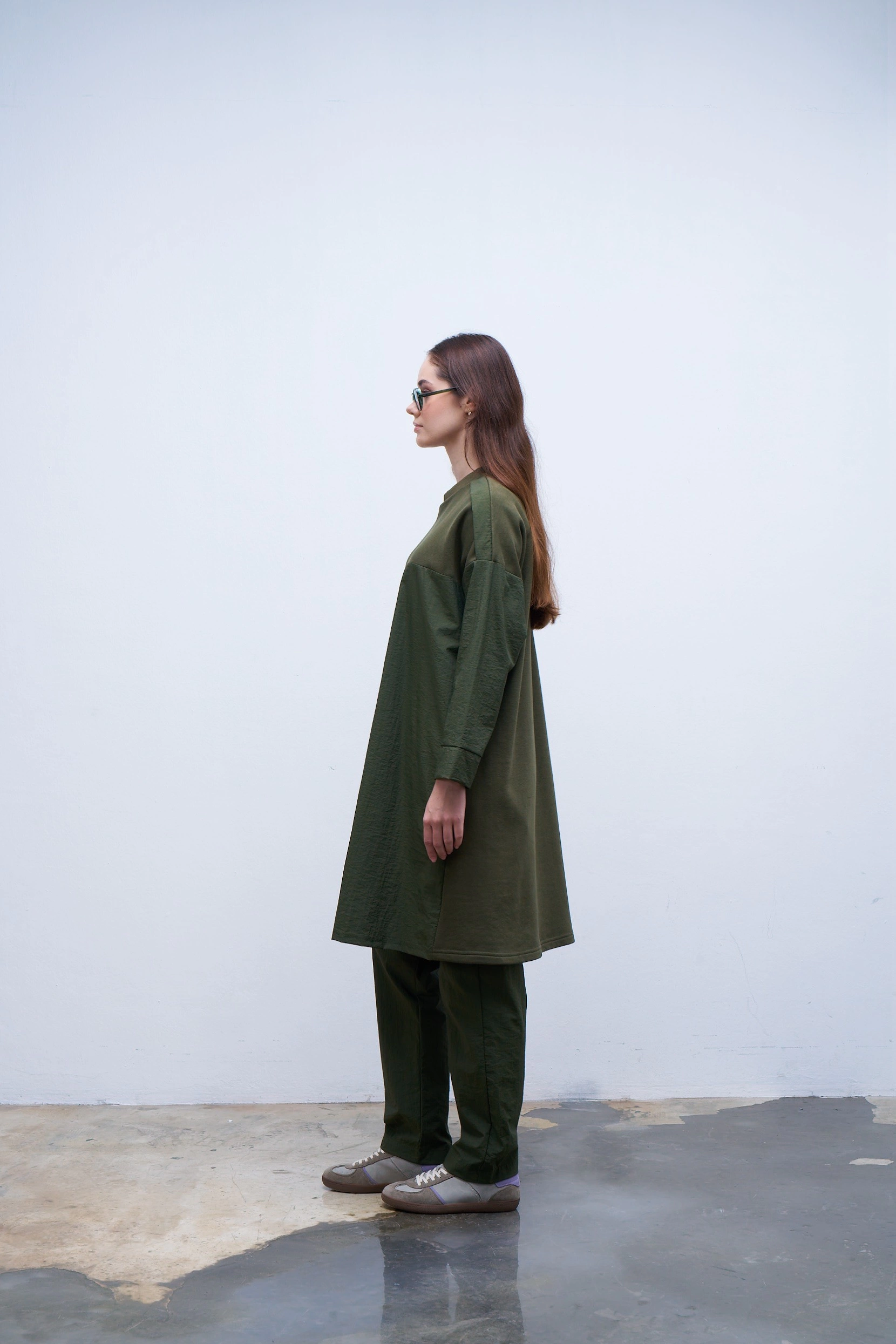 Qanu Garnili Sweatshirt Yeşil 