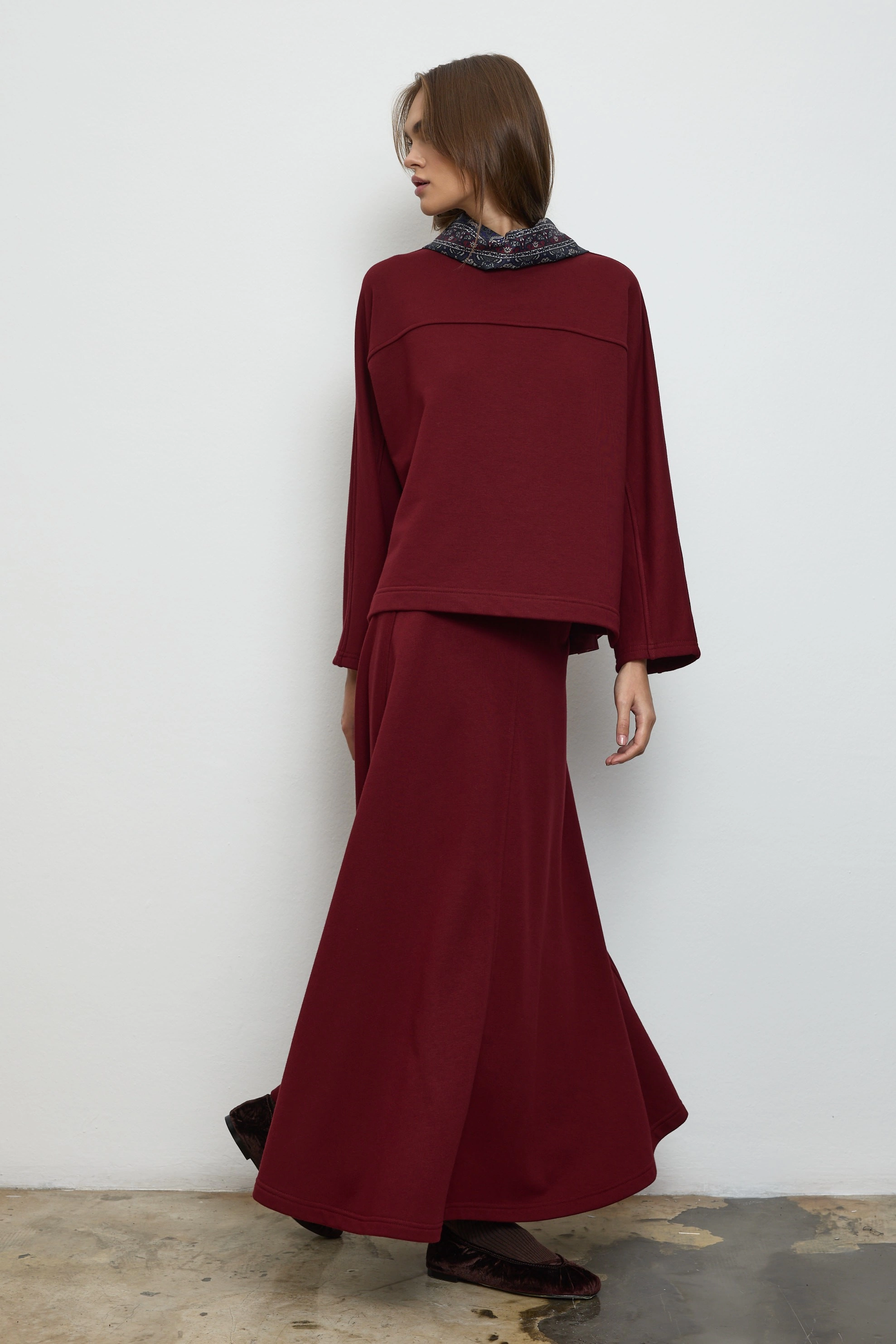 Qanu Jasmin Etekli Takım Bordo 