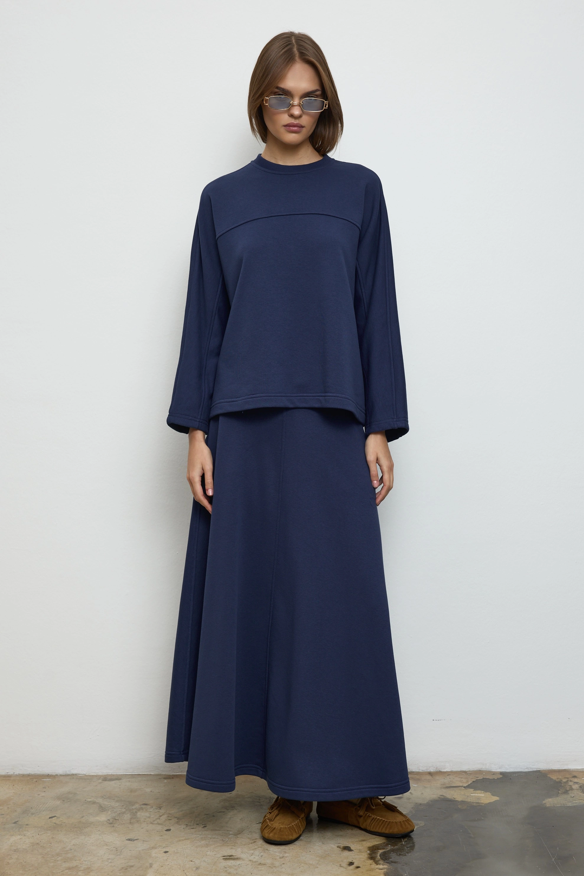 Qanu Jasmin Etekli Takım Lacivert