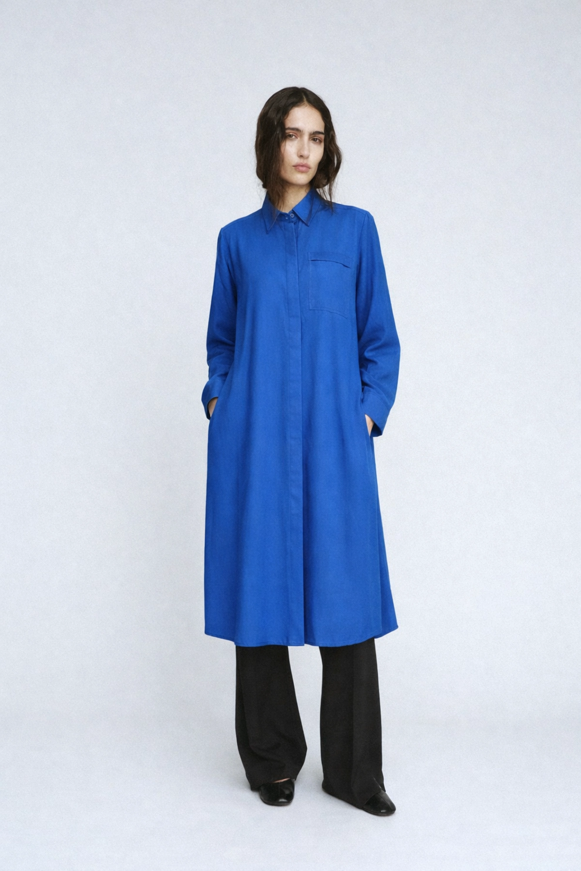 Qanu Kalın Modal Gömlek Mavi