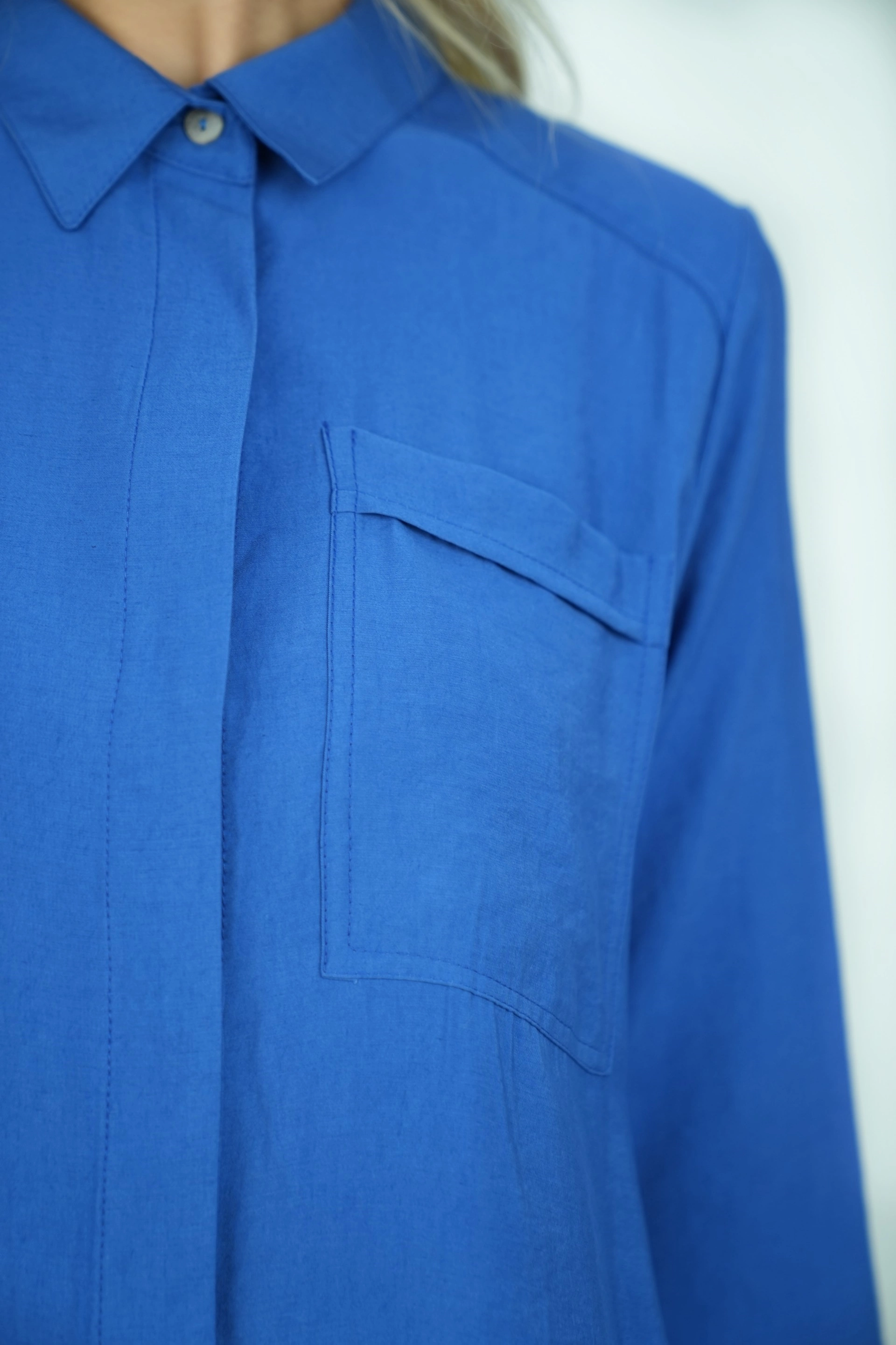 Qanu Kalın Modal Gömlek Mavi