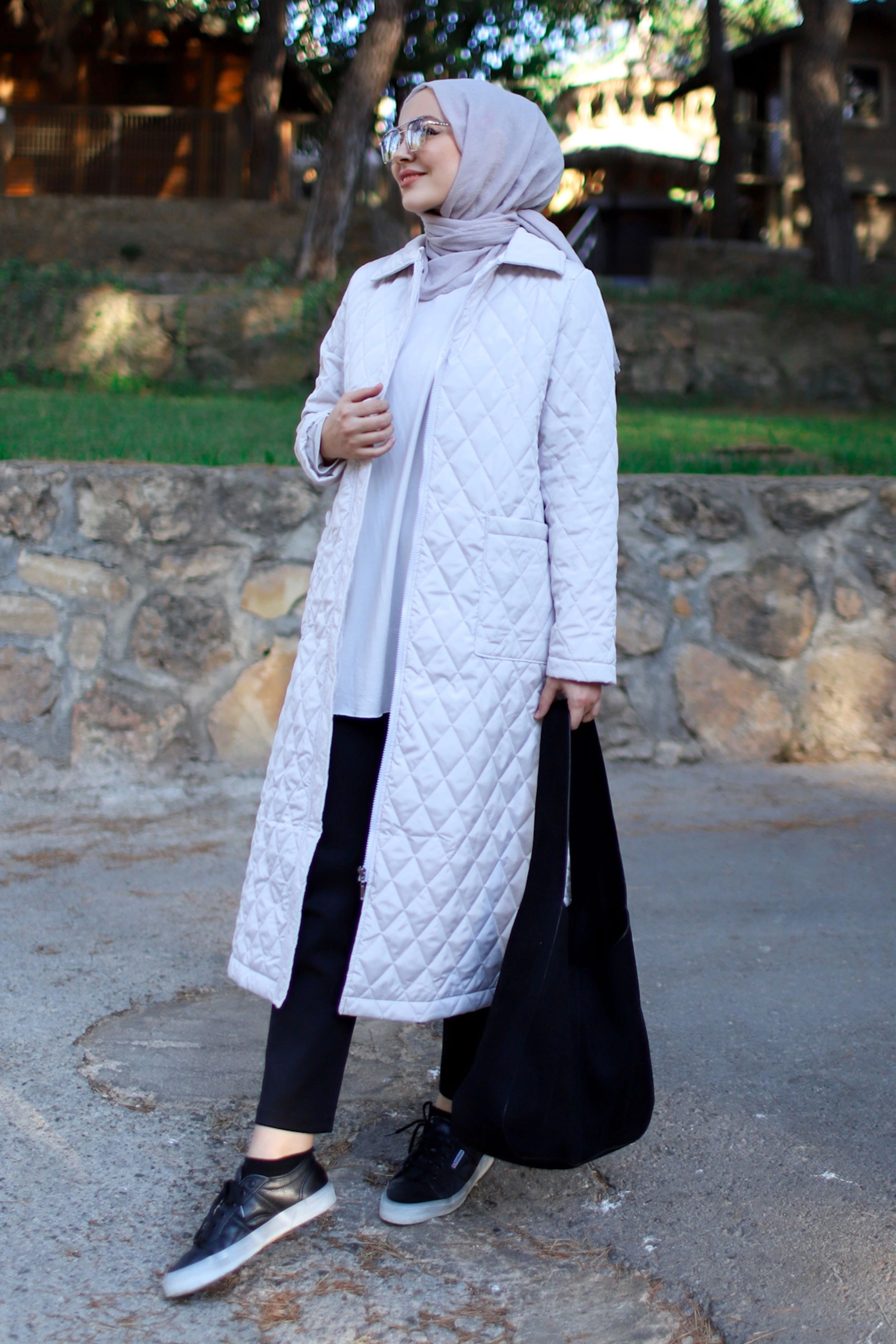 Qanu Kapitone Mont Bej - Tesettür Giyim