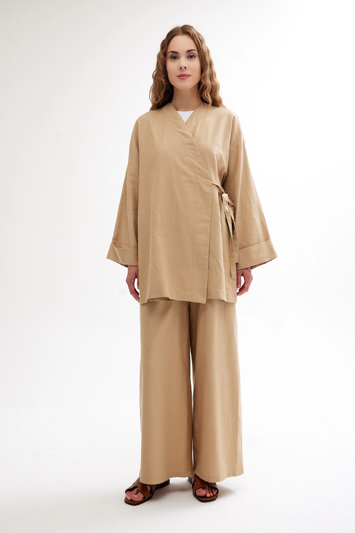 Qanu Keten Kimono Camel 