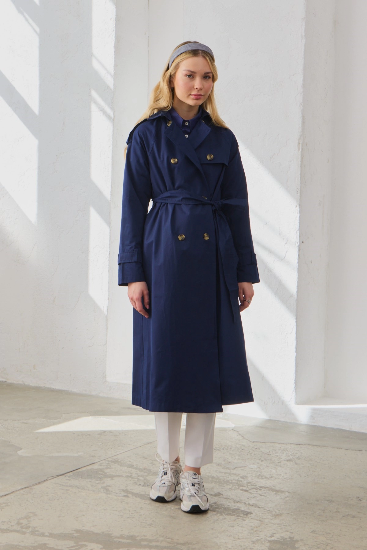 Qanu Klasik Trençkot Lacivert