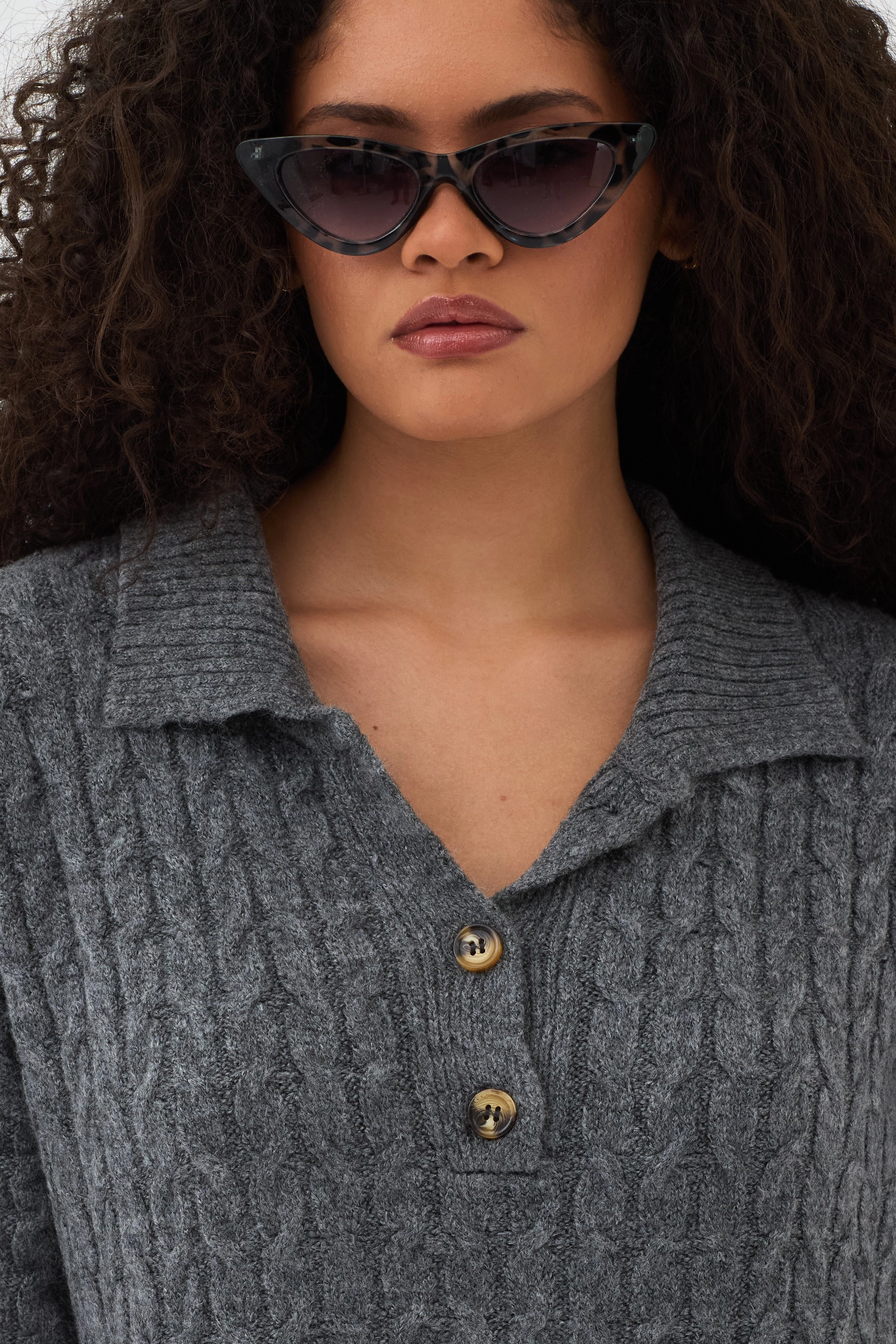 Qanu Lalezar Triko Elbise Gri - Tesettür Giyim