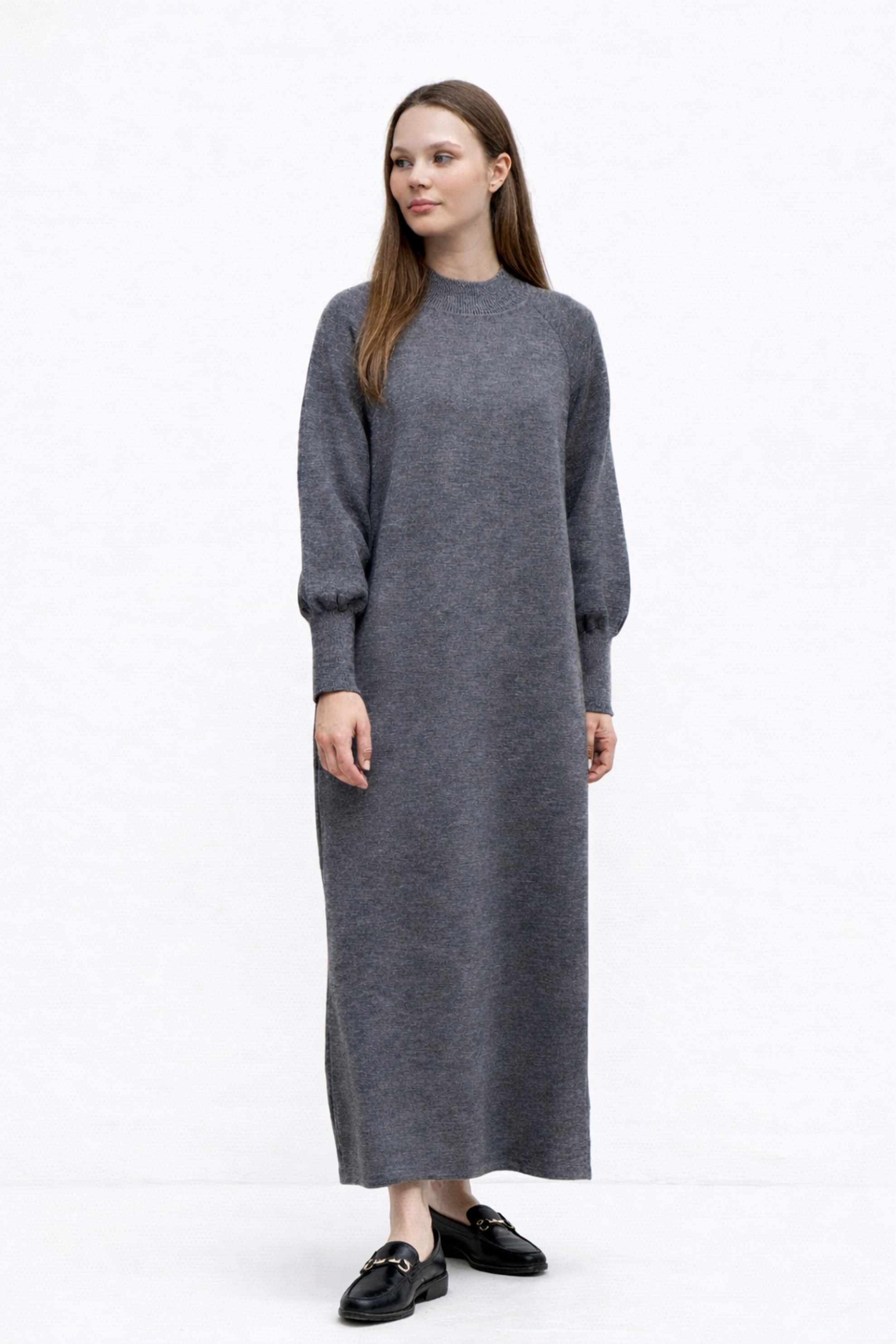 Qanu Lamia Triko Elbise Gri