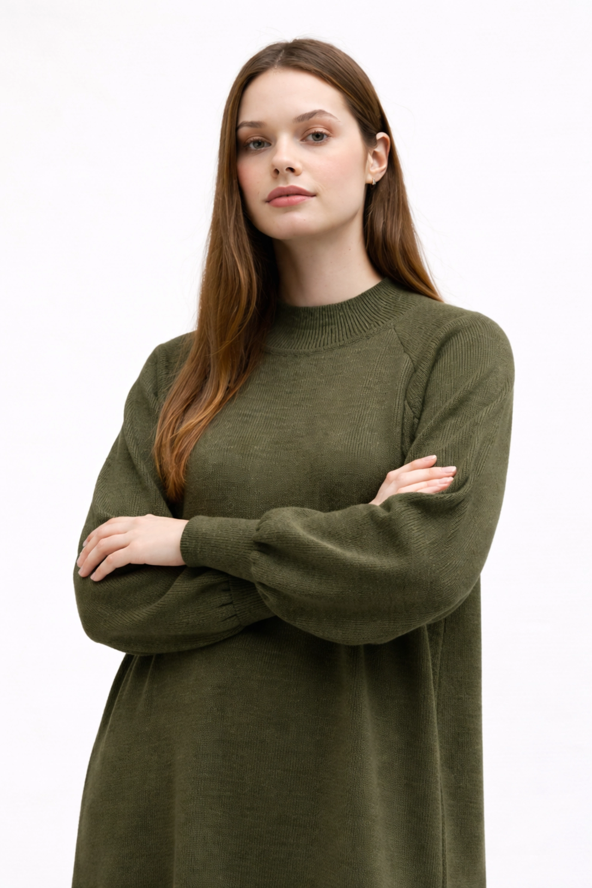 Qanu Lamia Triko Elbise Haki 