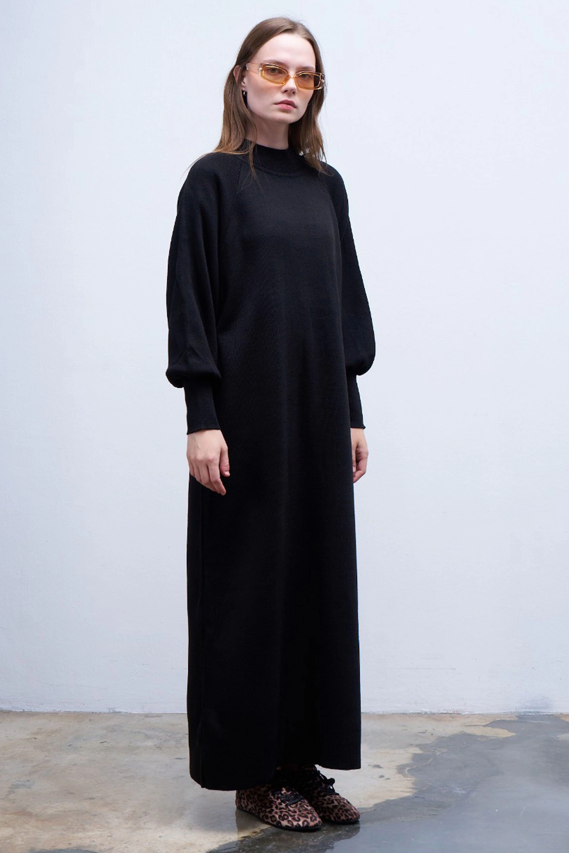 Qanu Lamia Triko Elbise Siyah