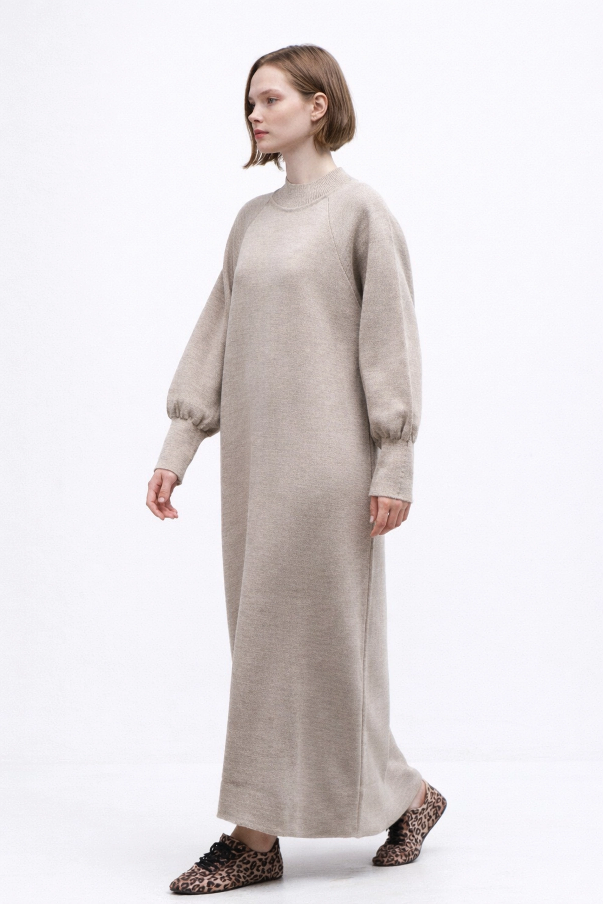 Qanu Lamia Triko Elbise Vizon 