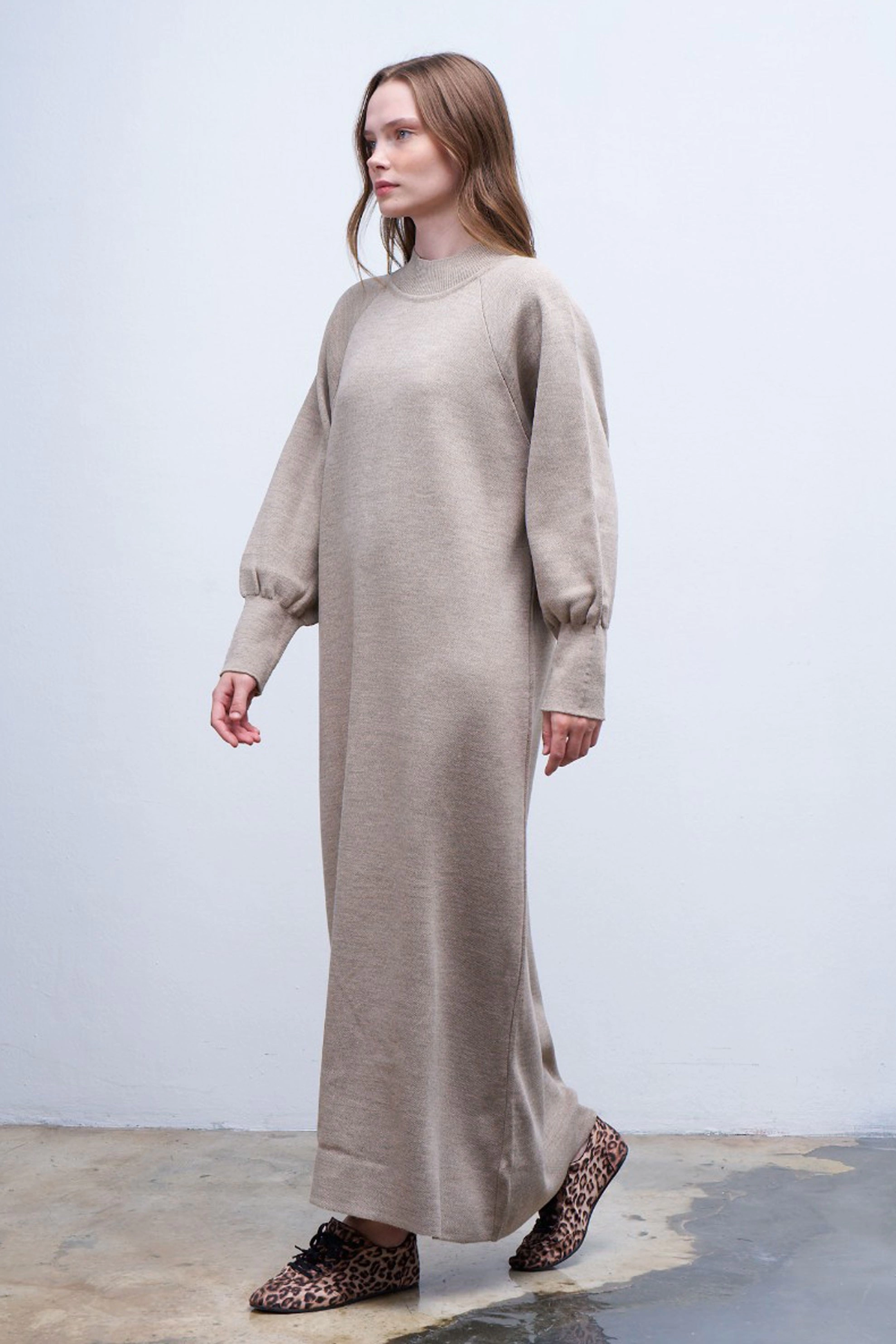 Qanu Lamia Triko Elbise Vizon 