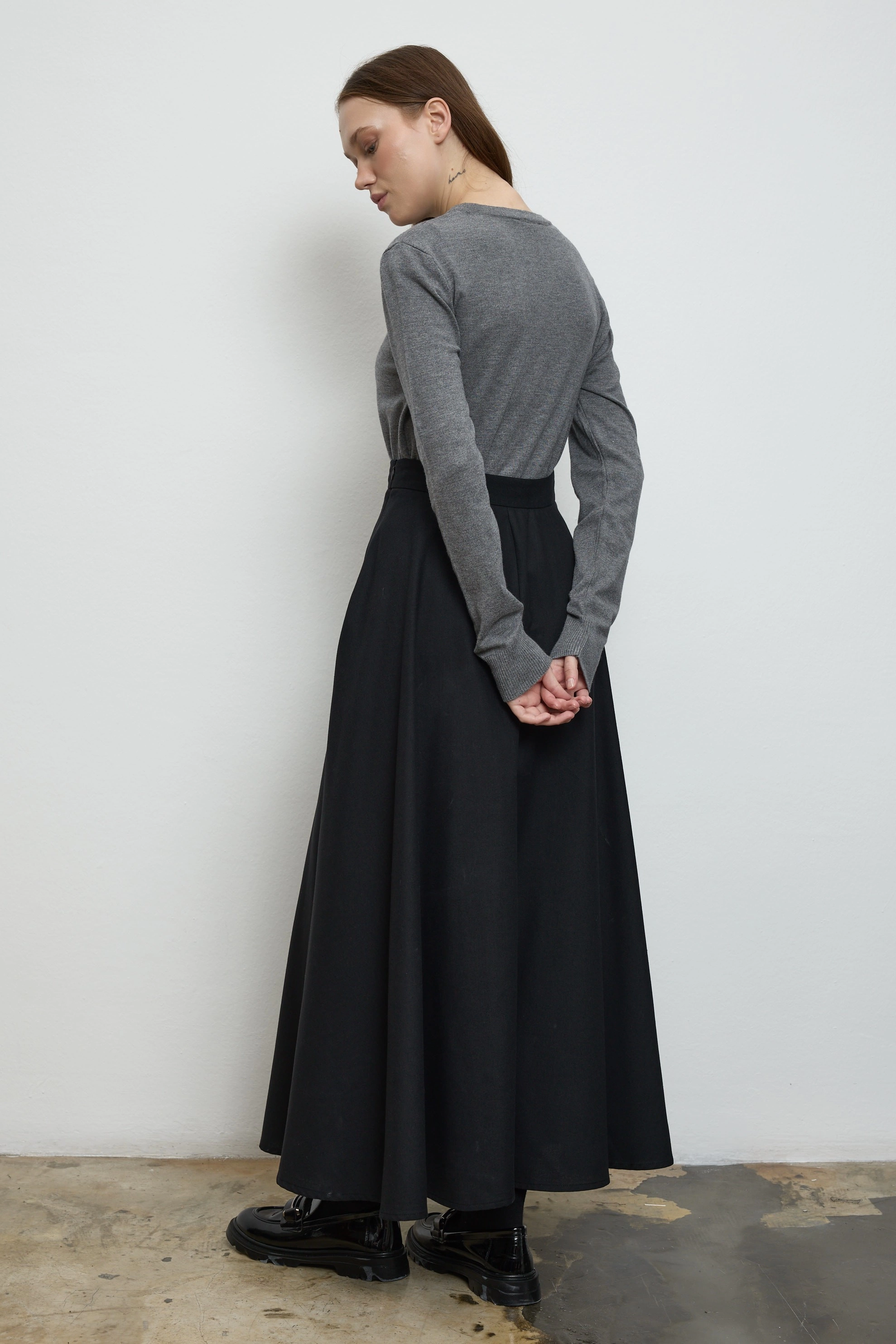 Qanu Leydi Etek Siyah - Tesettür Giyim