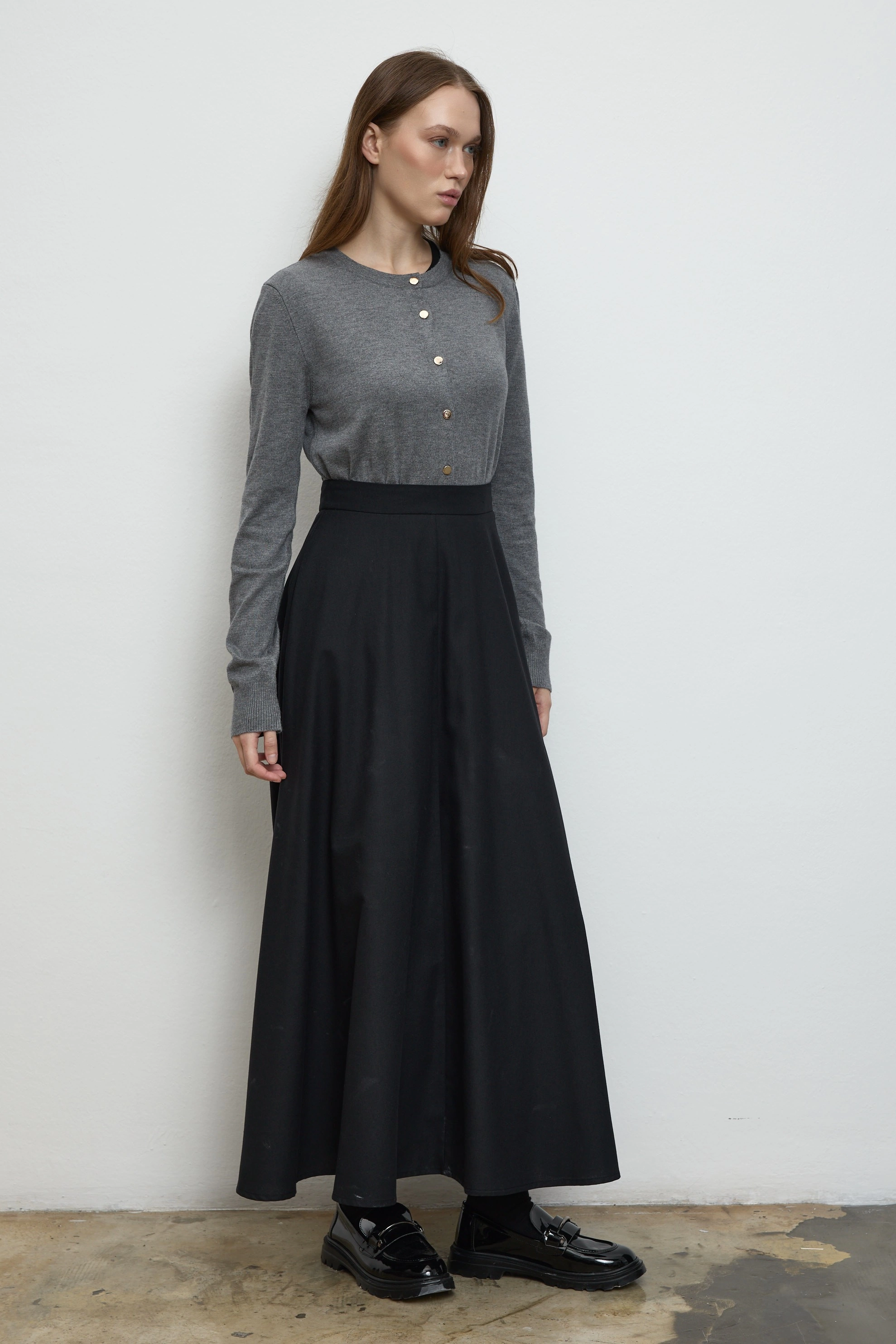 Qanu Leydi Etek Siyah - Tesettür Giyim